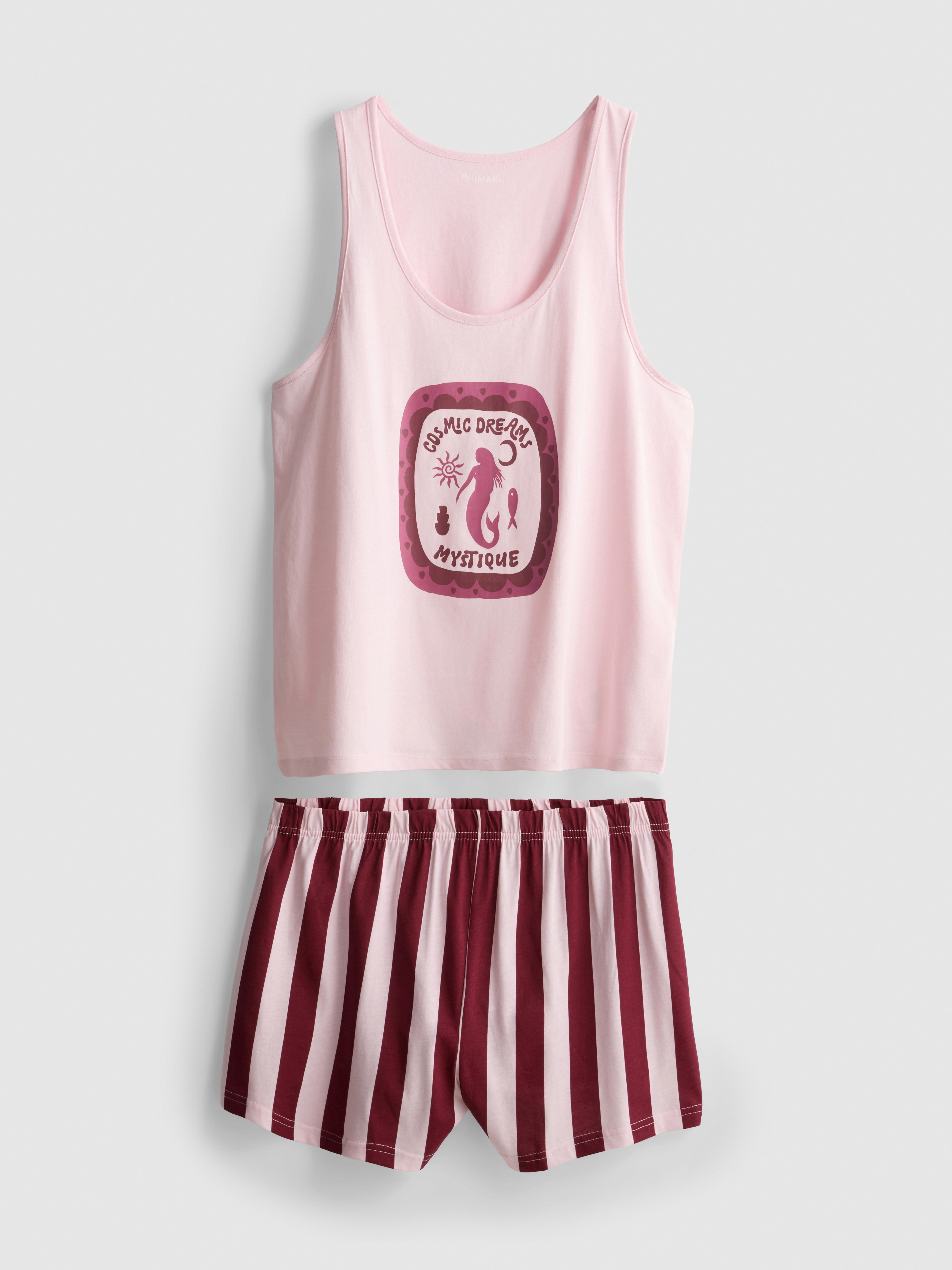 Pure Cotton Printed Vest Shorty Pyjamas
