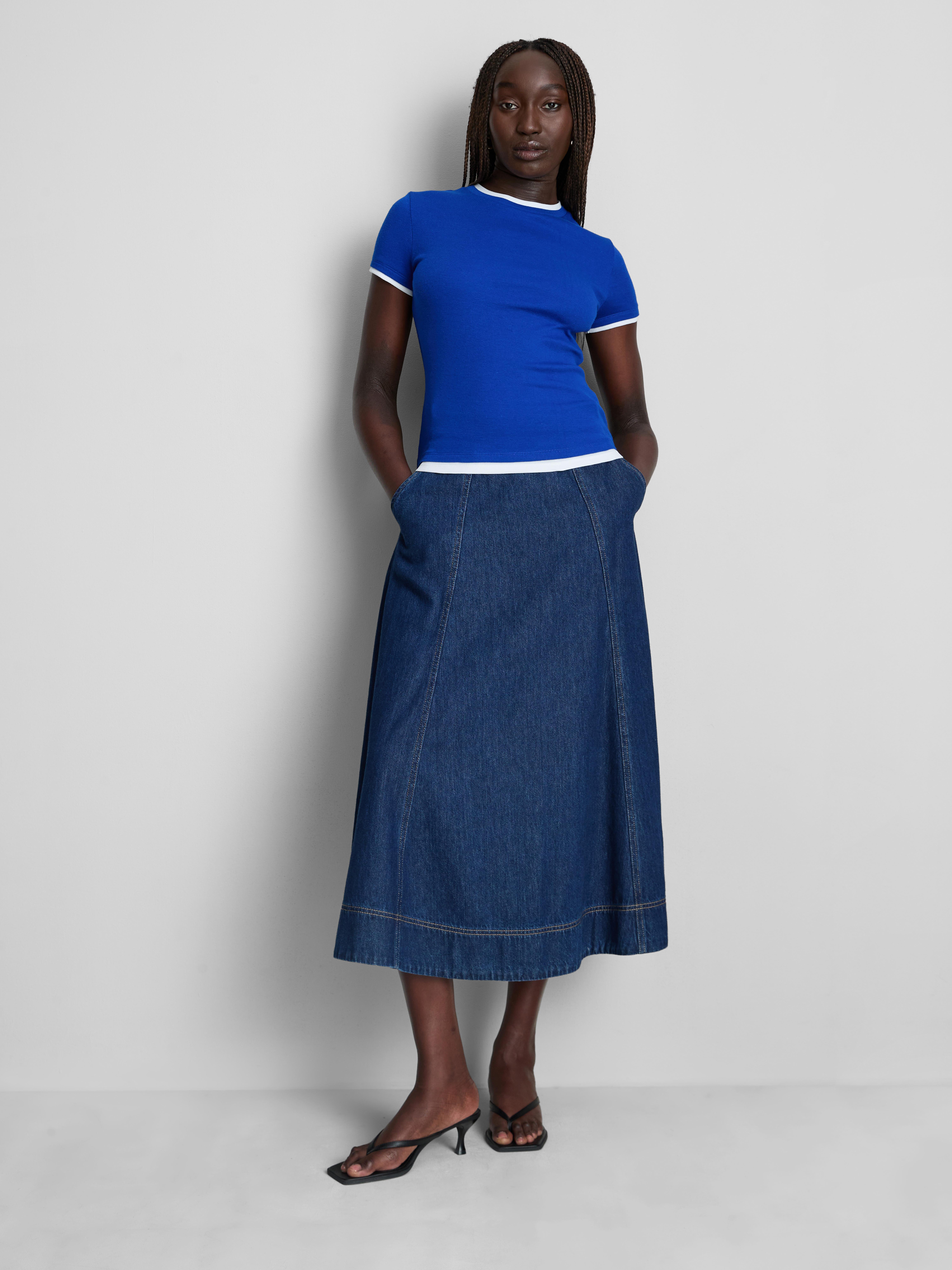 Double Layered Crew Neck Tee Cobalt