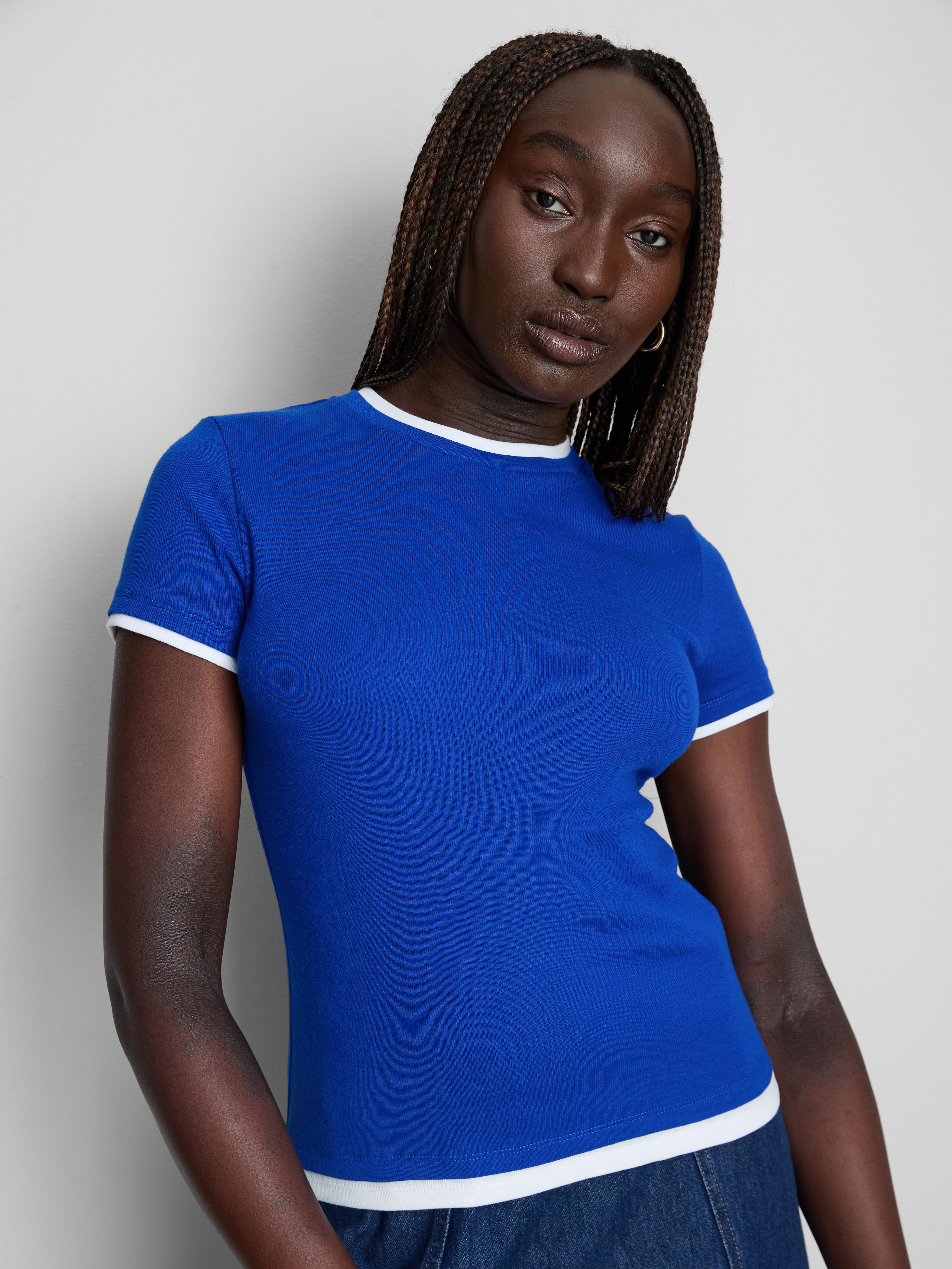 T-shirt gola redonda camada dupla
