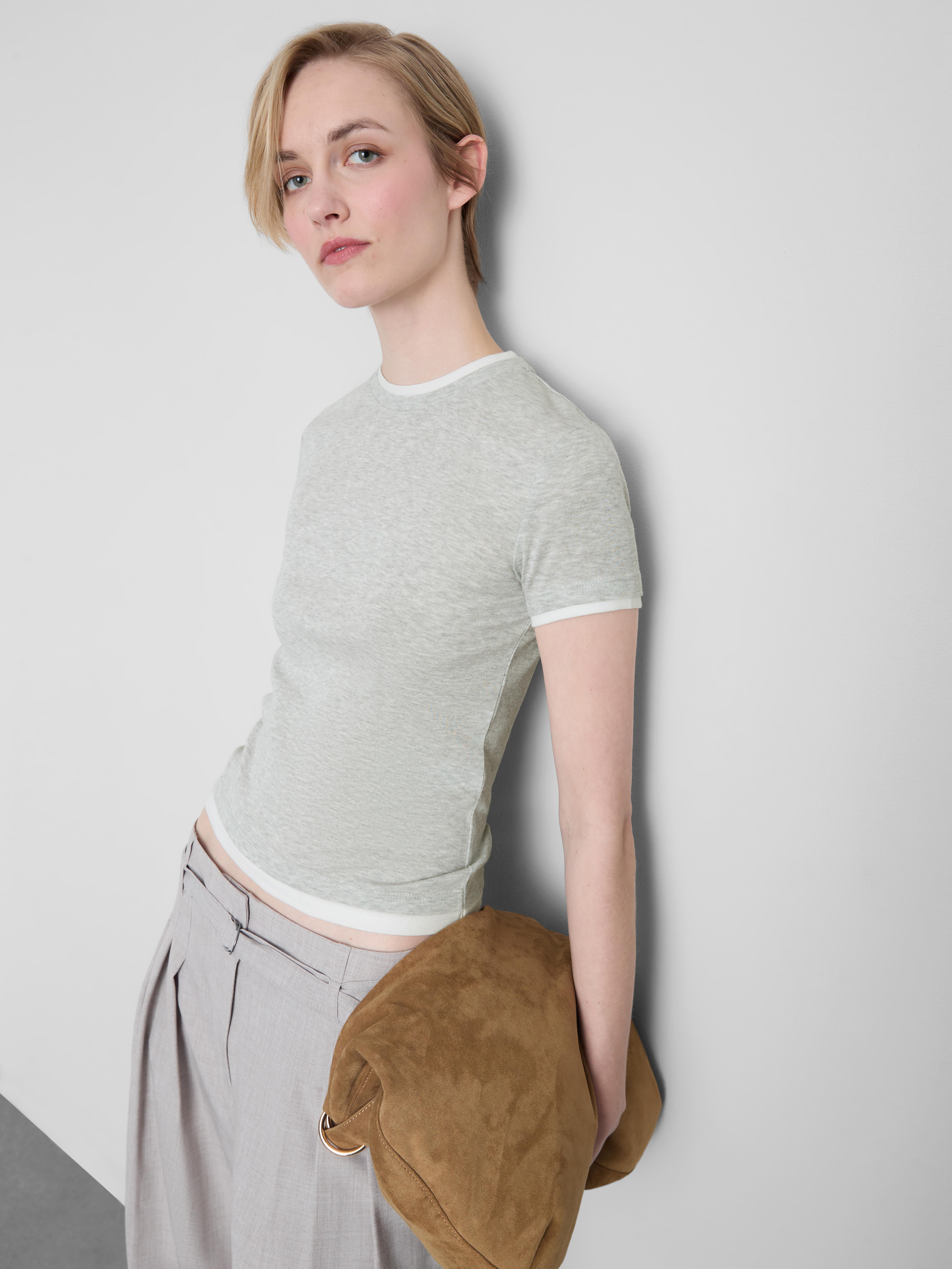 Dubbellaags T-shirt met ronde hals