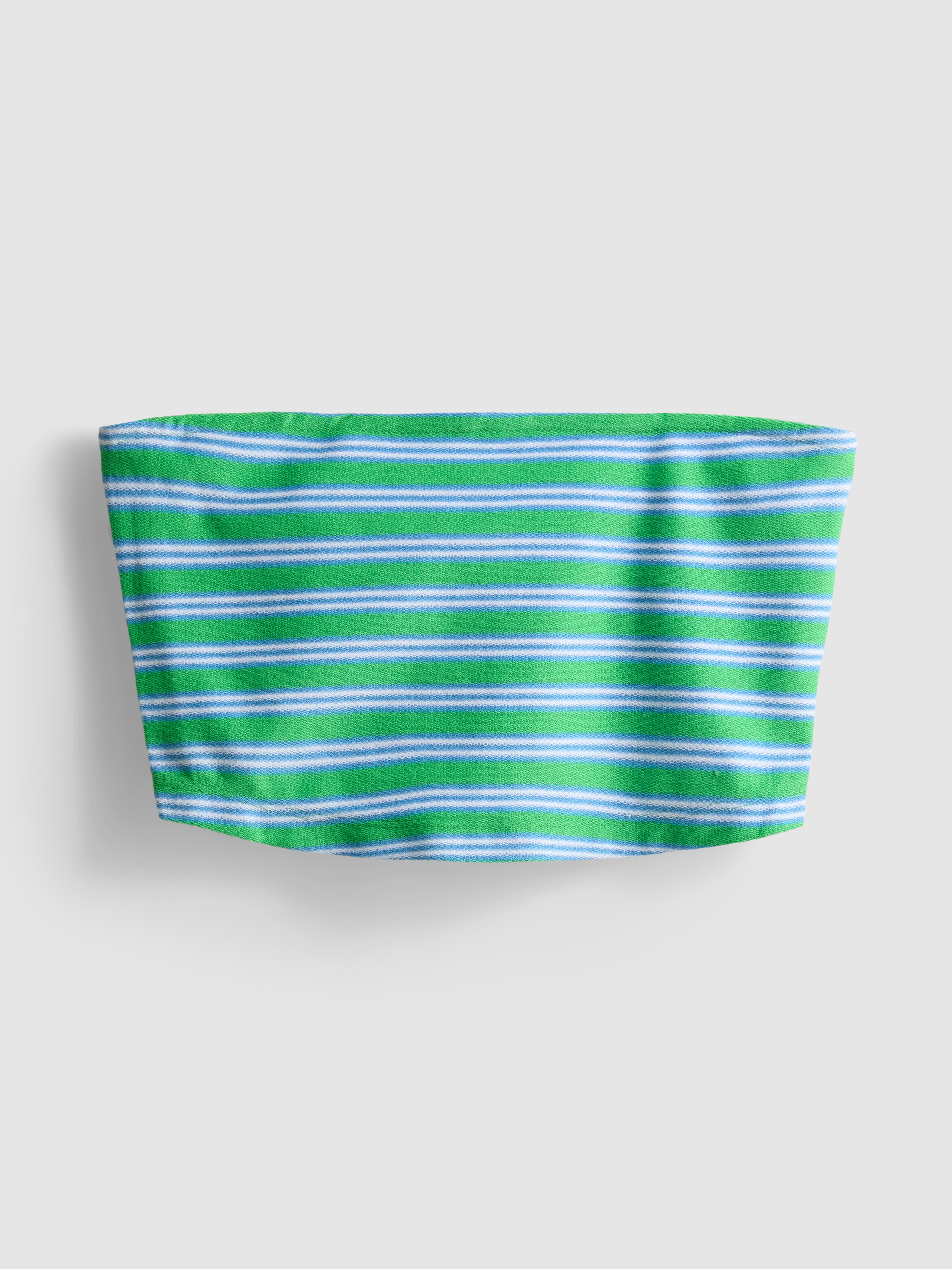 Cotton-Rich Cropped Striped Bandeau Top