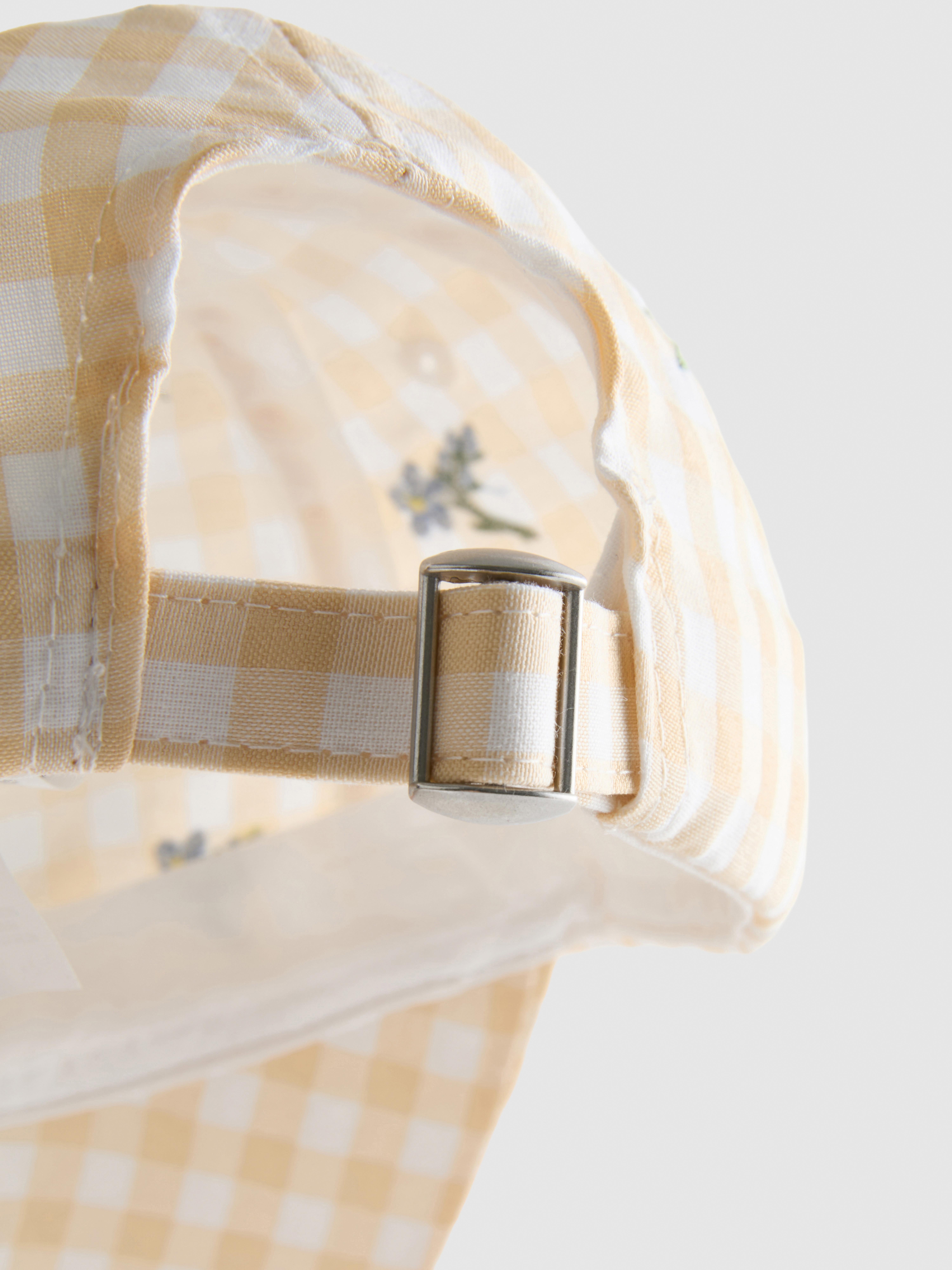 Embroidered Gingham Baseball Cap