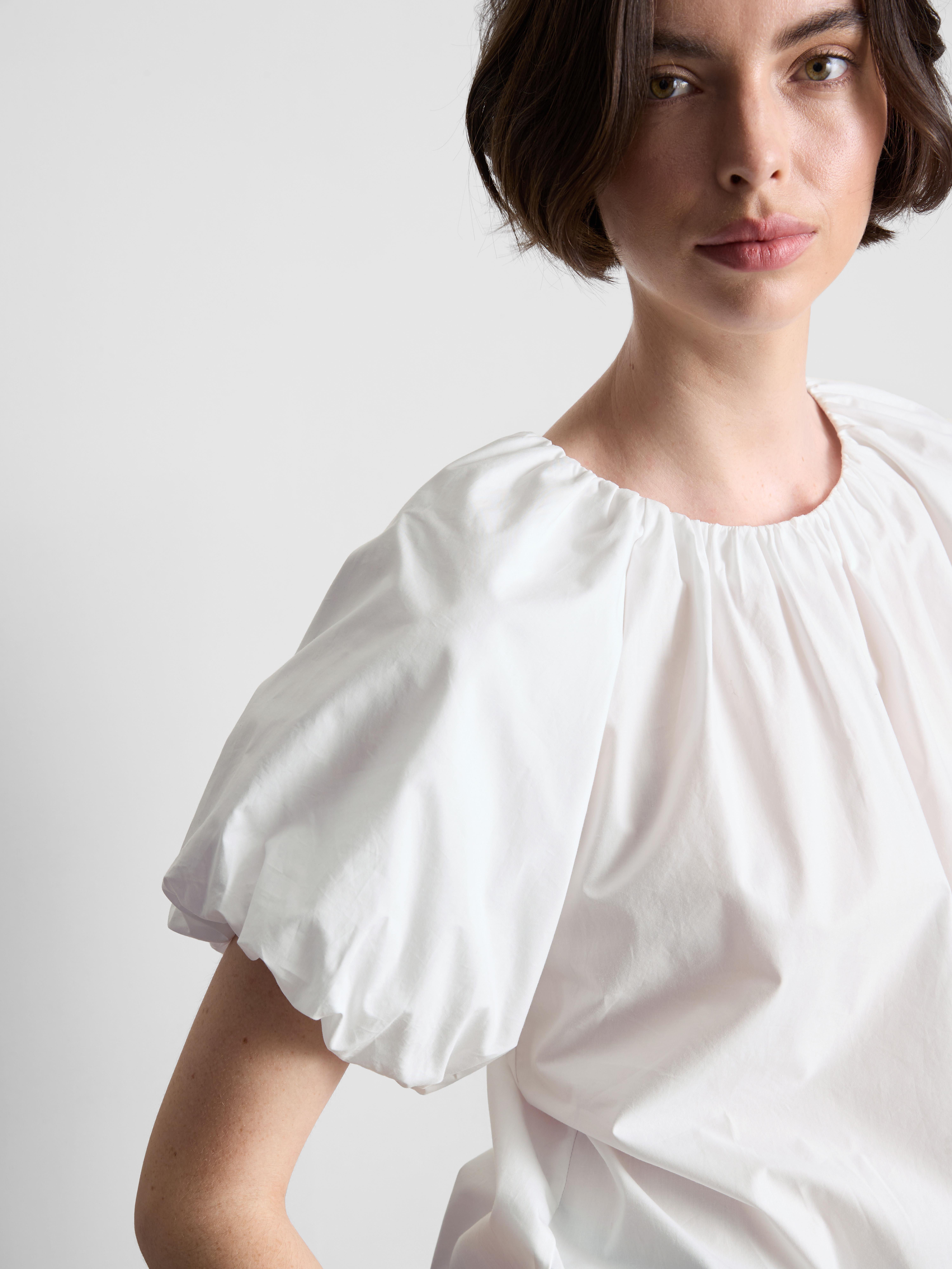 Bluse aus reiner Baumwolle mit Puffärmeln