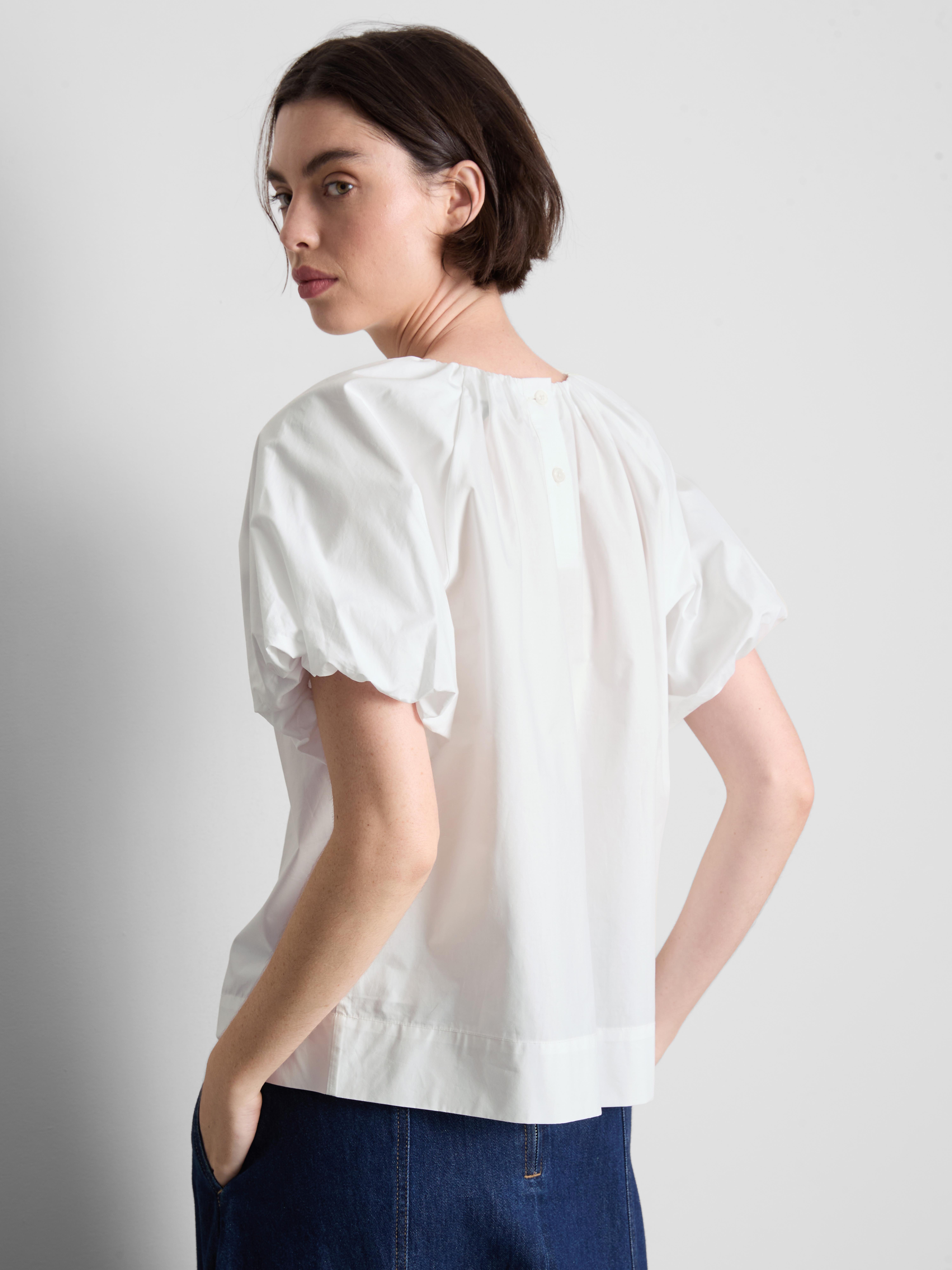 Bluse aus reiner Baumwolle mit Puffärmeln