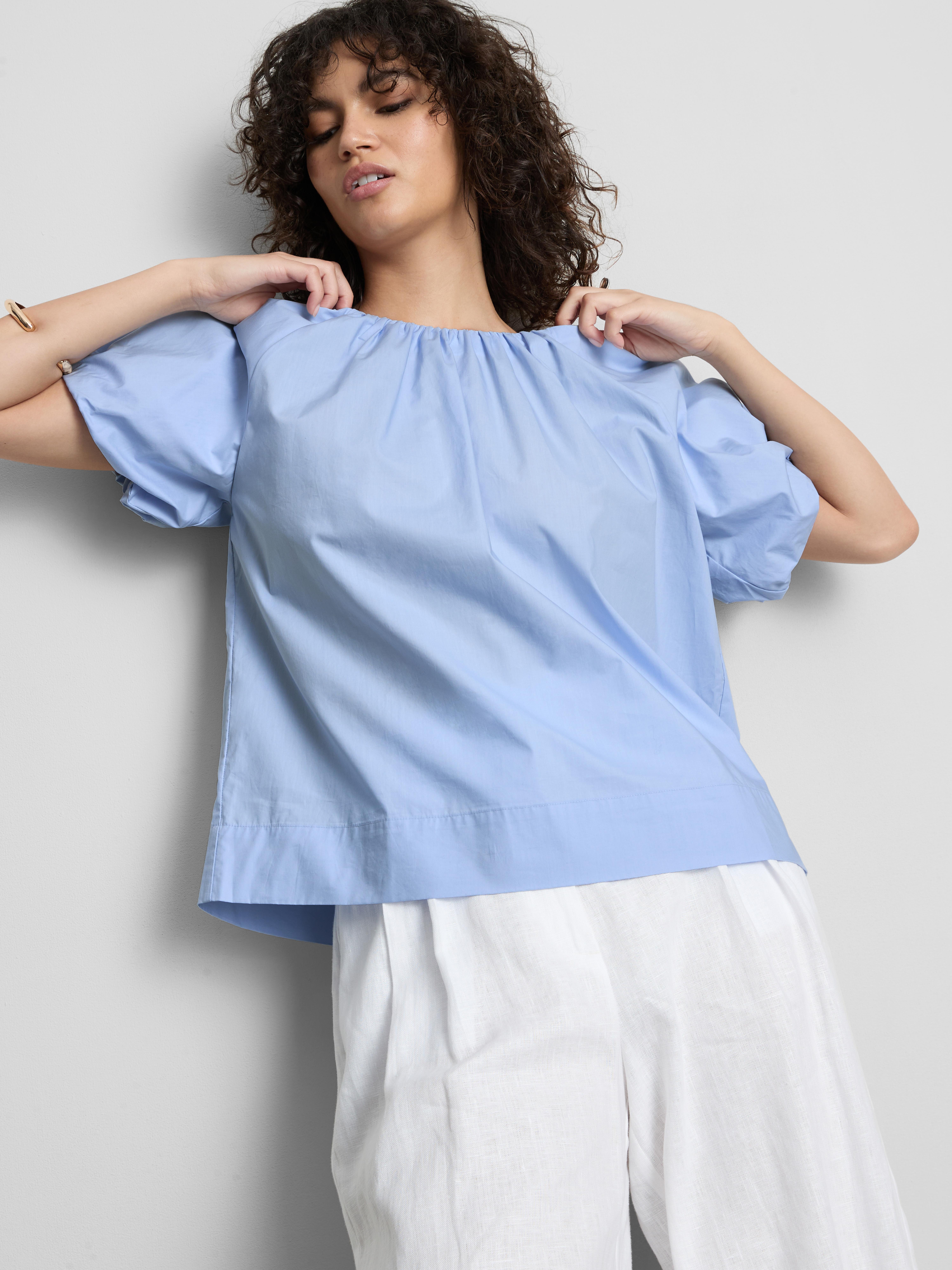 Puur katoenen blouse met pofmouwen