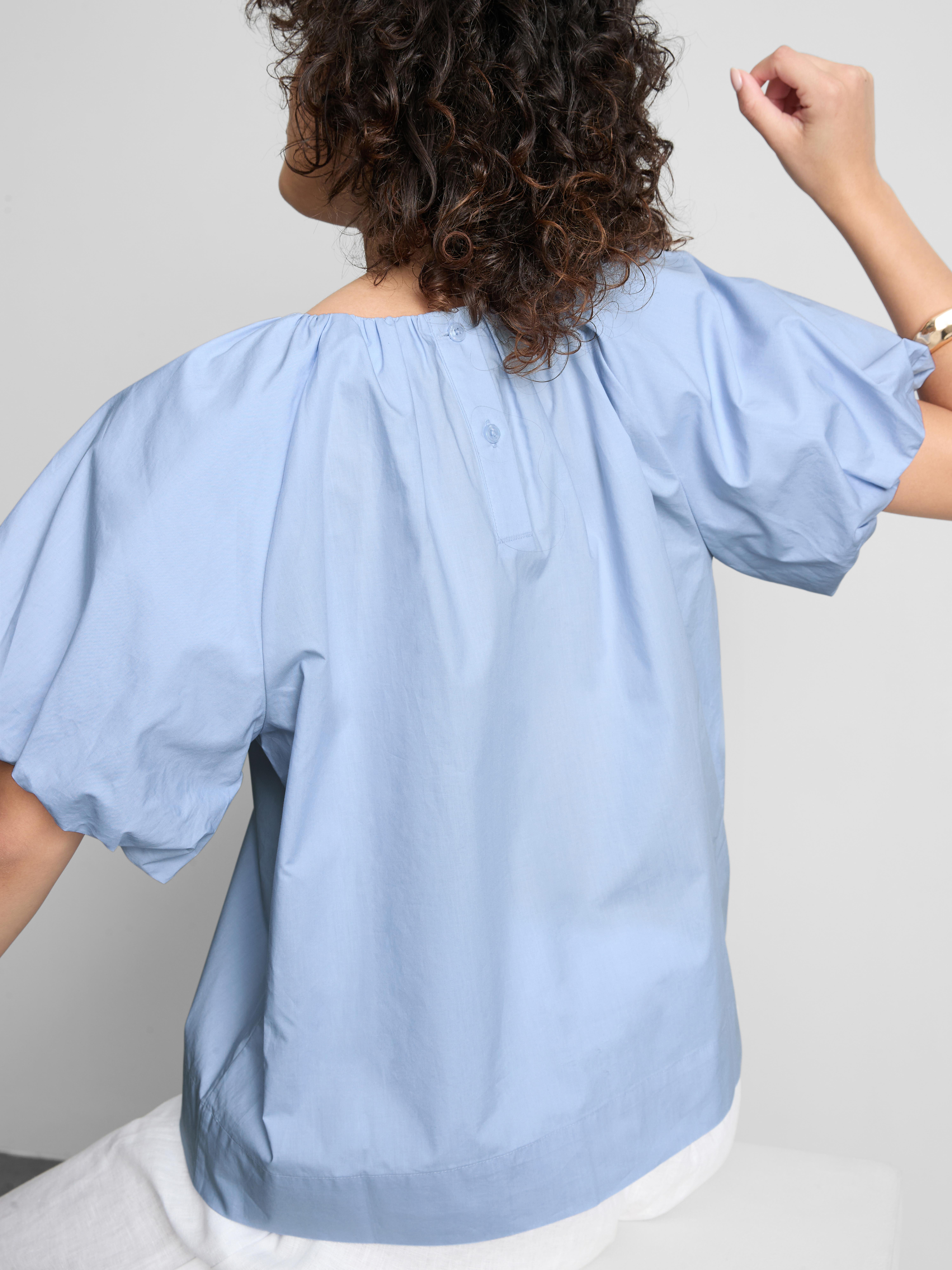 Puur katoenen blouse met pofmouwen