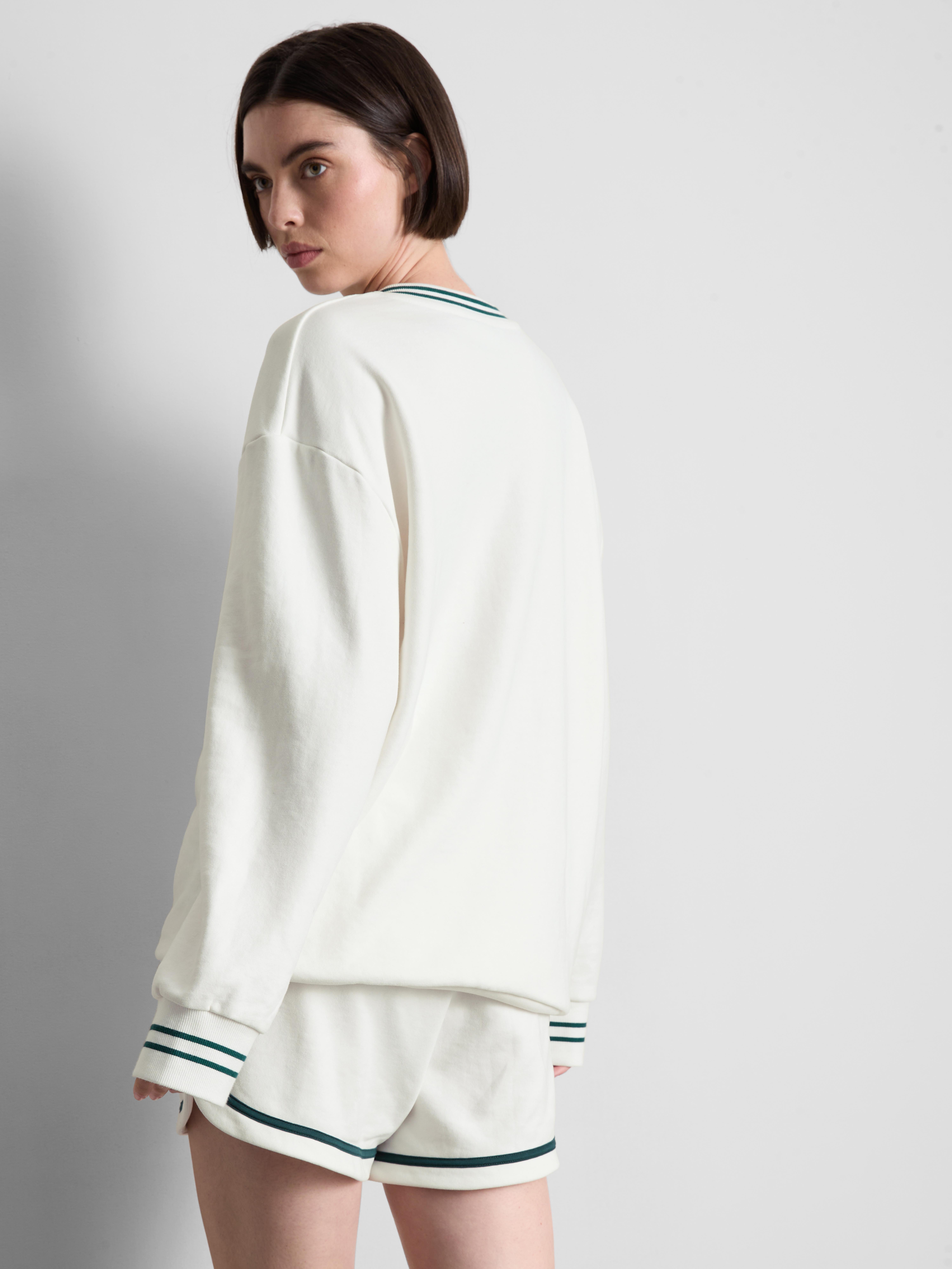 Sweat-shirt en coton à col en V Prince