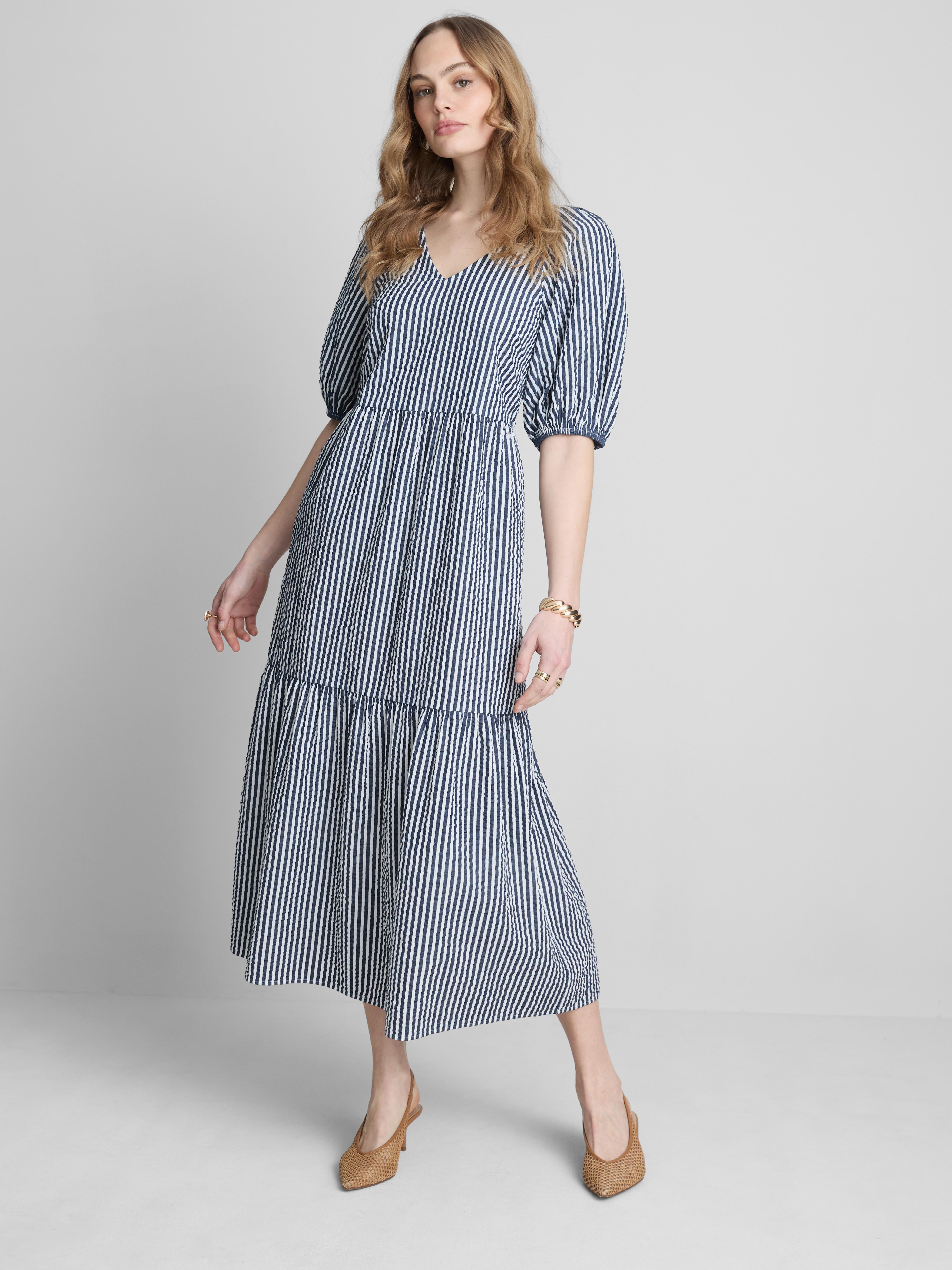 princess polly baby blue dress Linenfox Margo Gingham Linen Dress Navy Blue