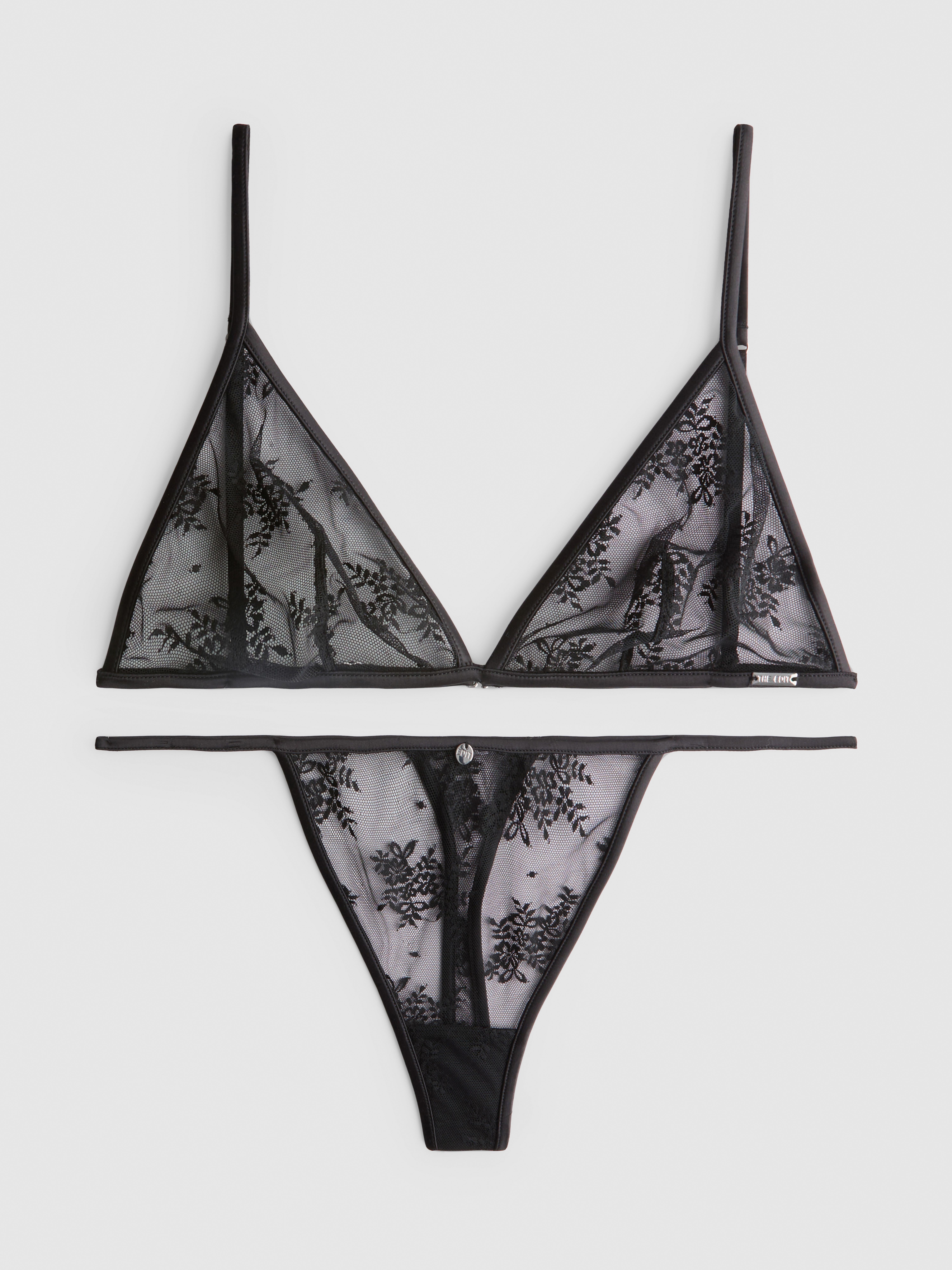 Kanten lingerieset met triangelbralette The Edit Zwart