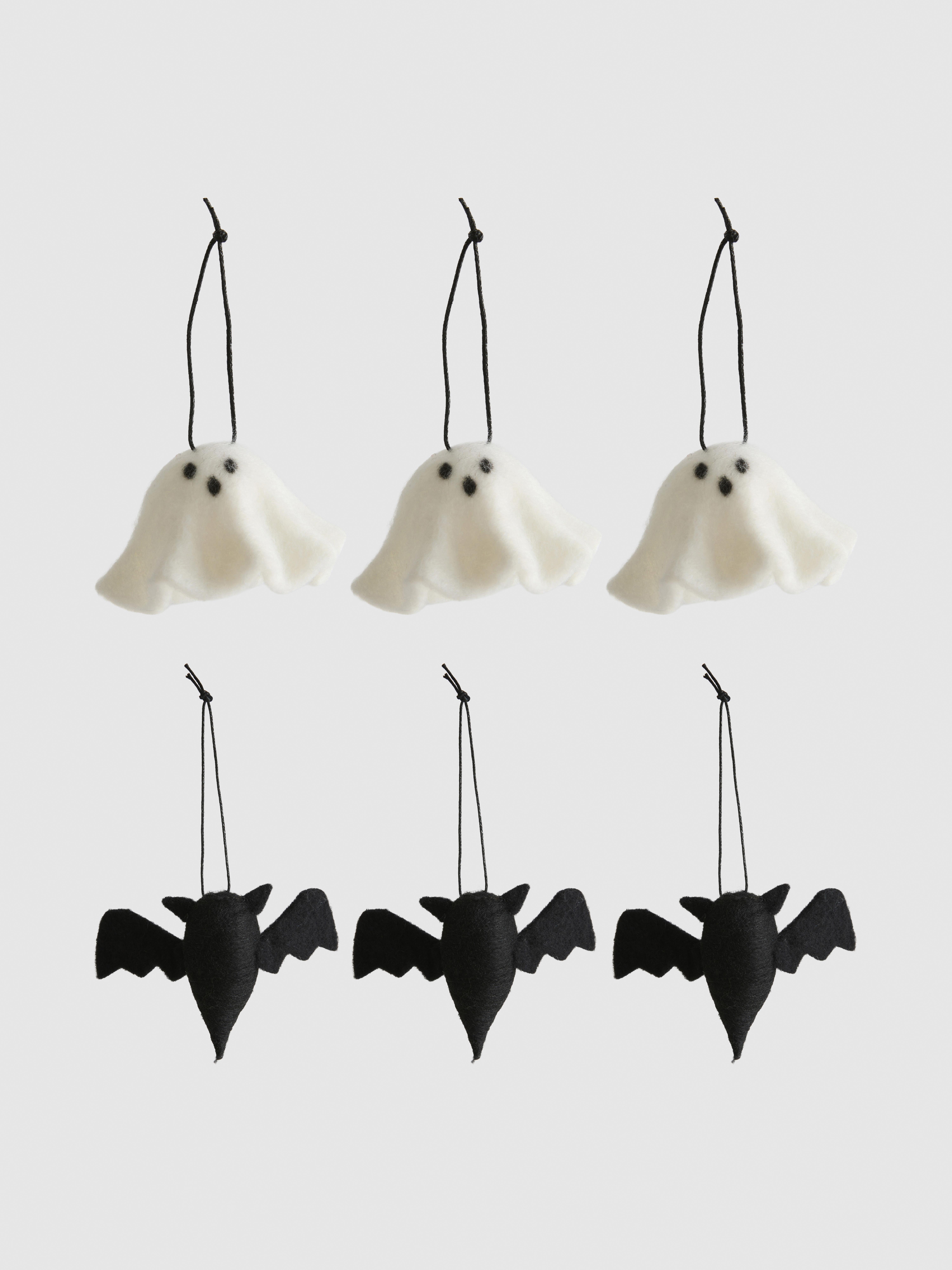 6pk Ghost And Bat Hanging Decorations