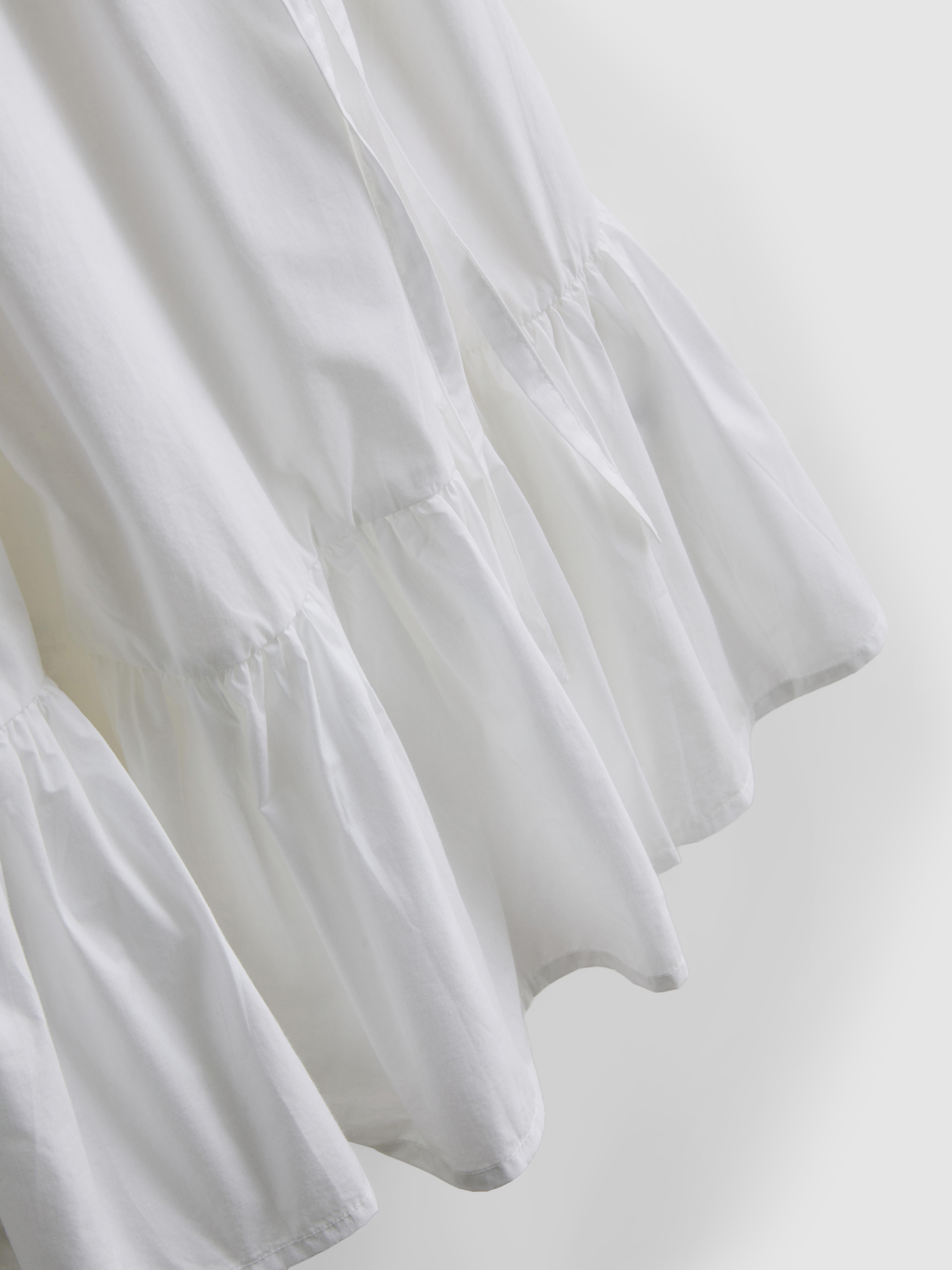 Vestido mini alças popelina folhos