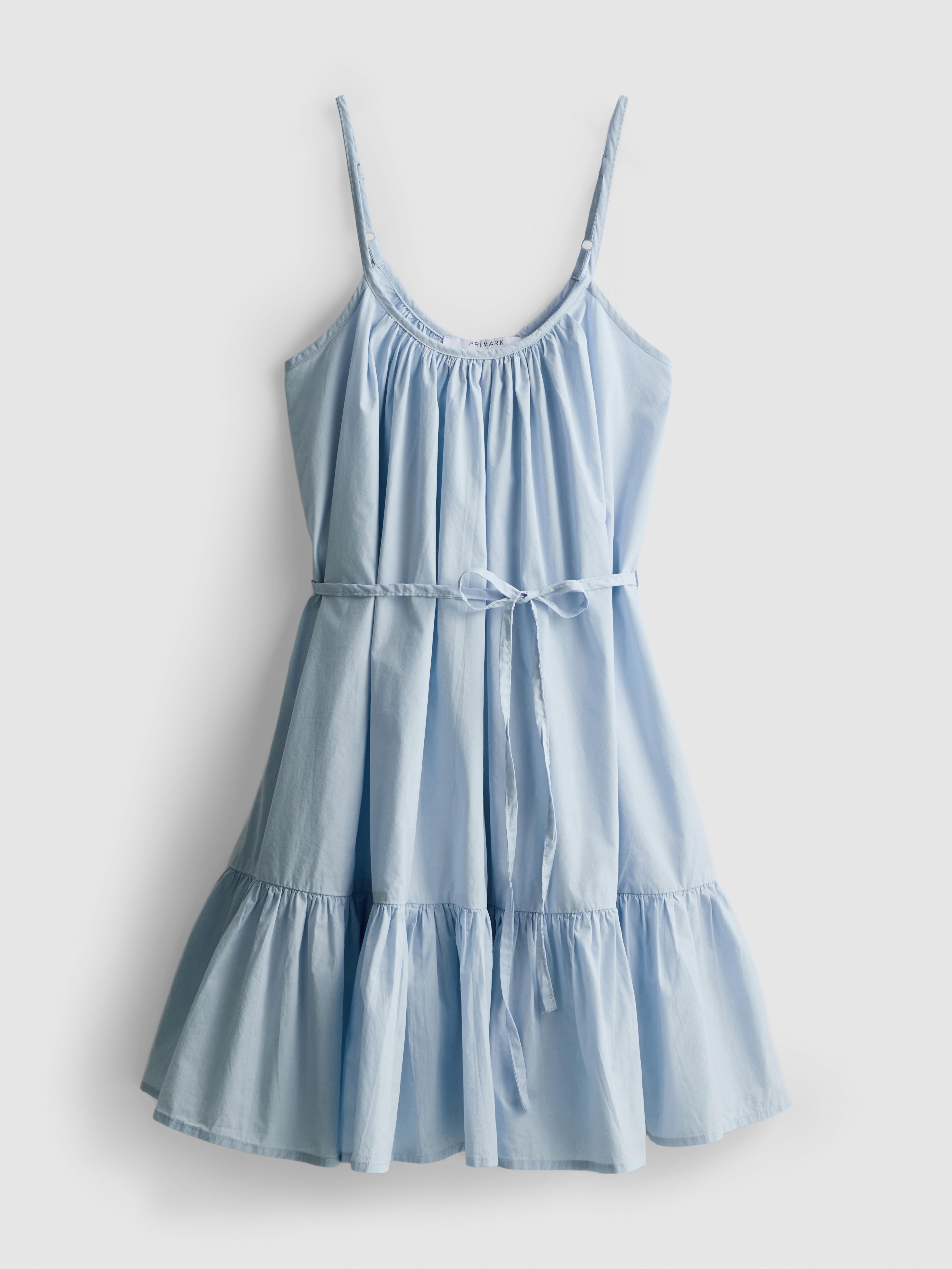 Strappy Ruffle Poplin Mini Dress