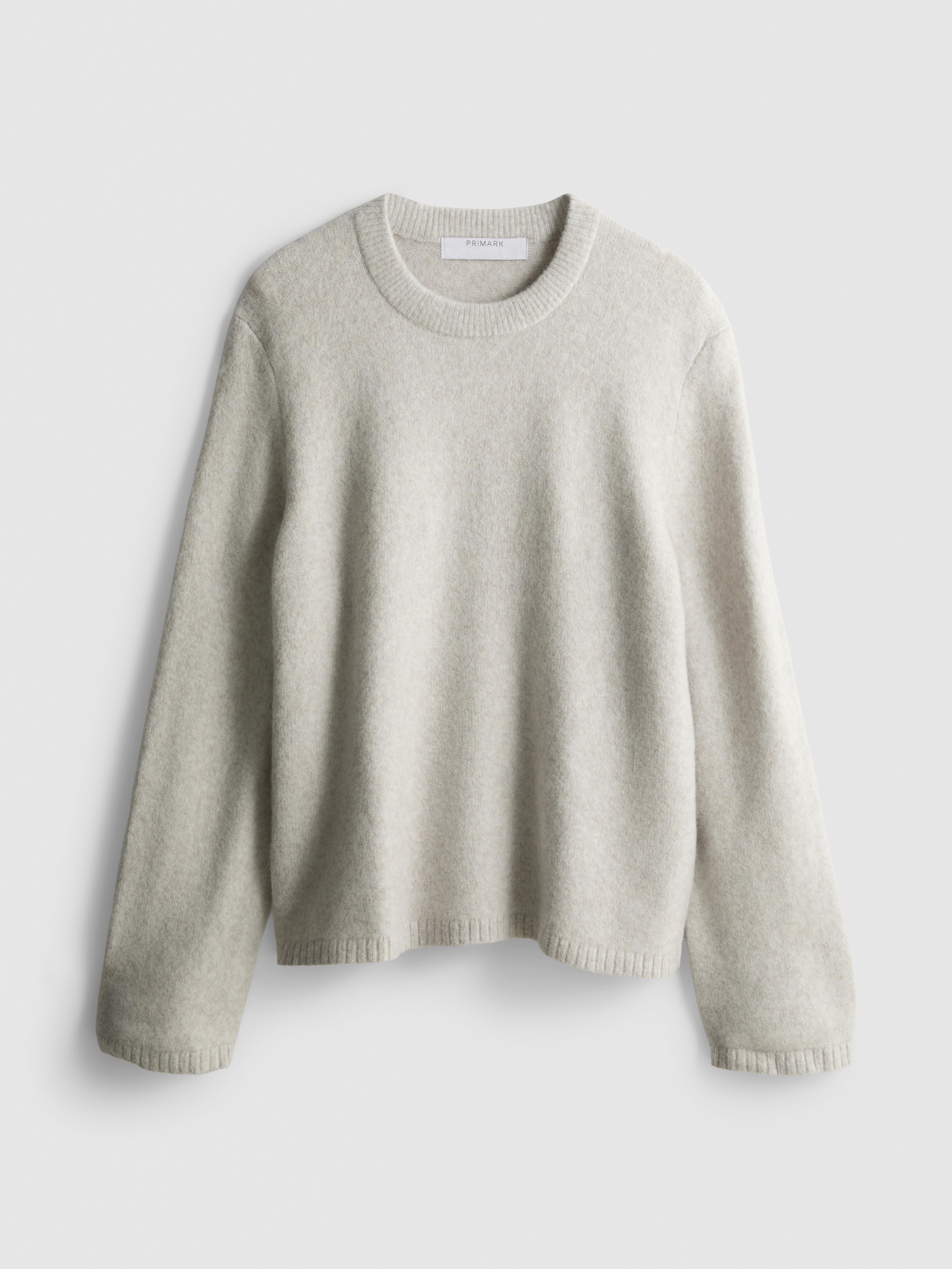 Knitted Crew Neck Jumper Light Grey