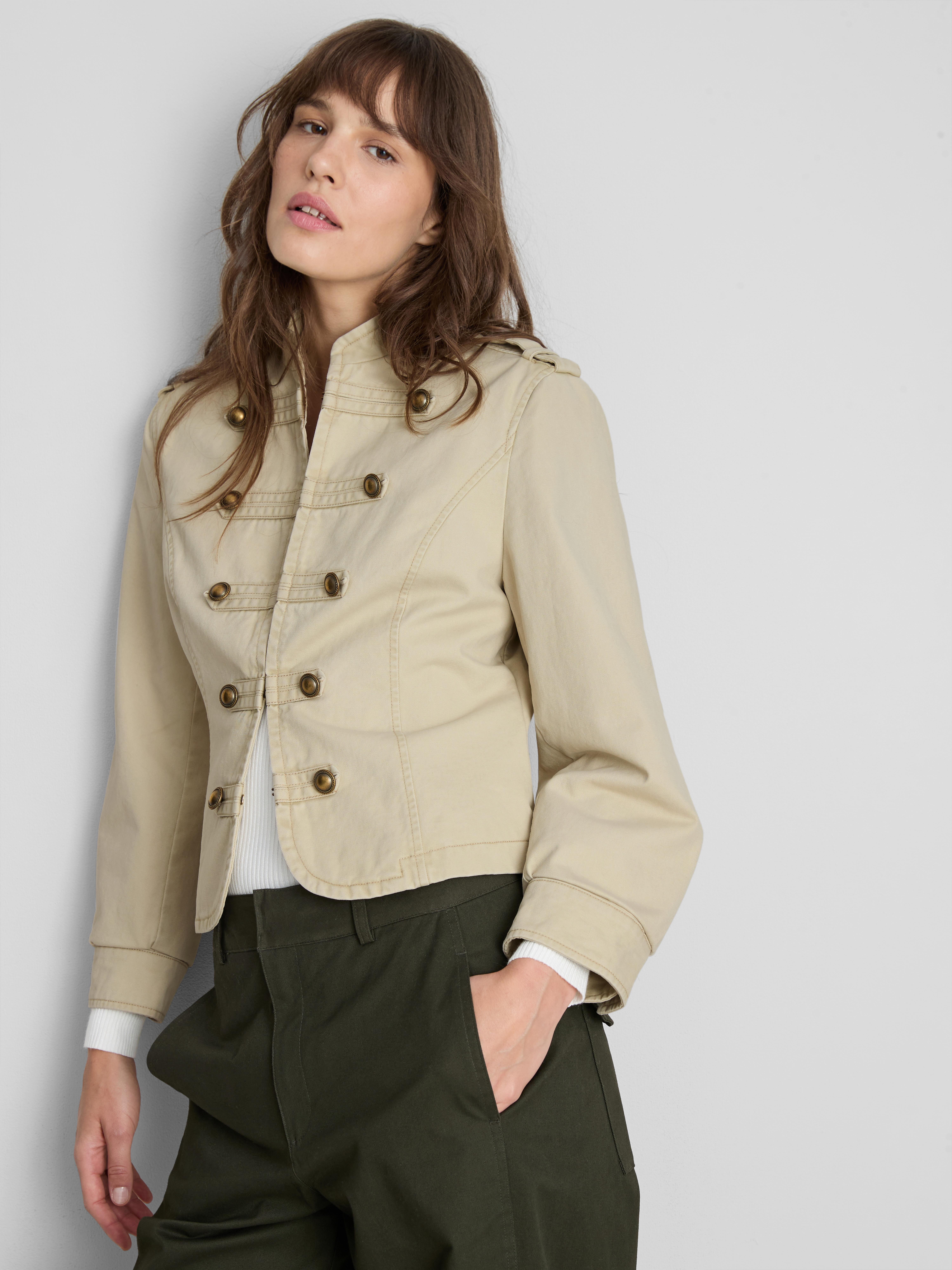 Cotton Cropped Military Jacket