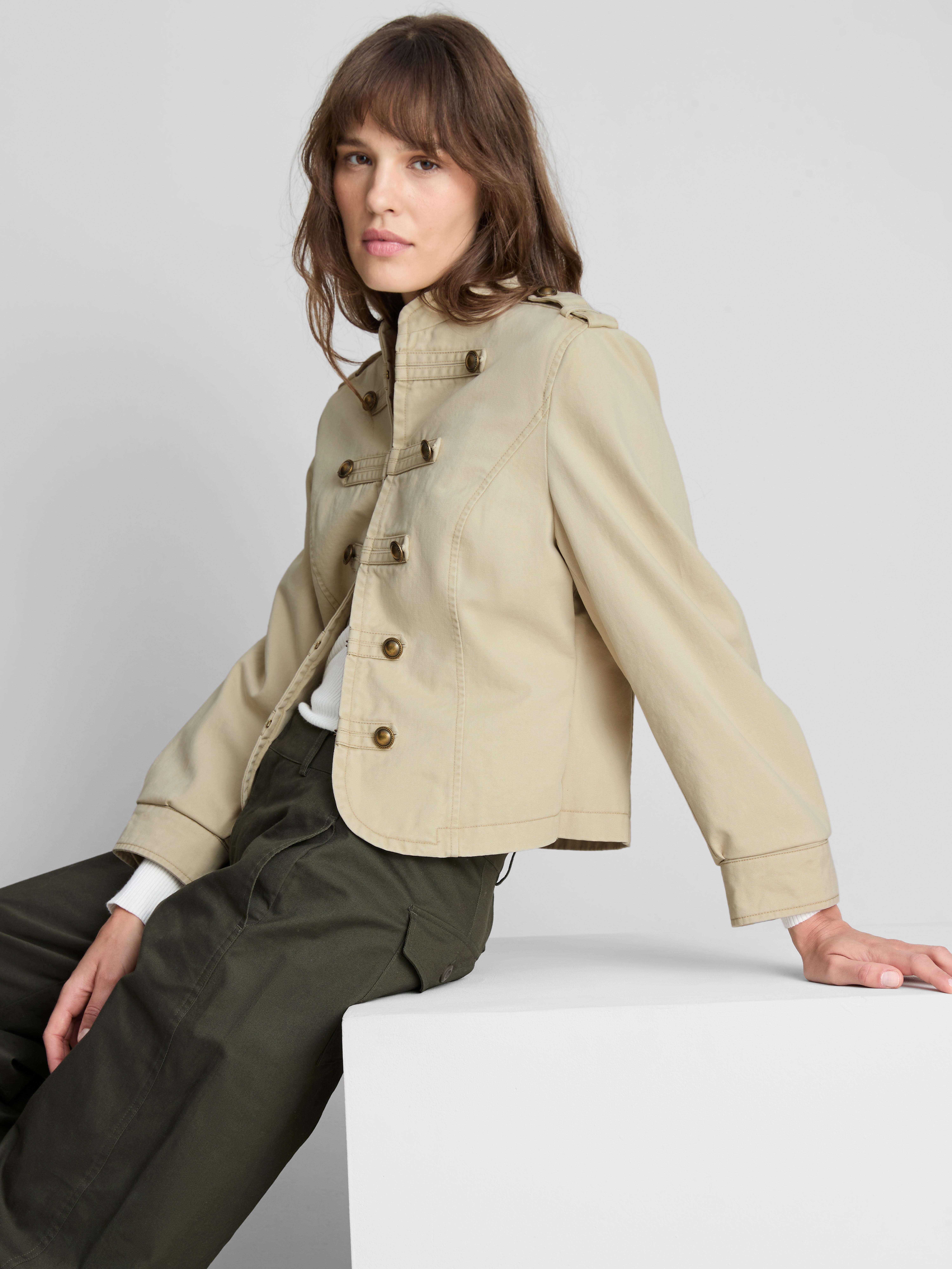 Cotton Cropped Military Jacket