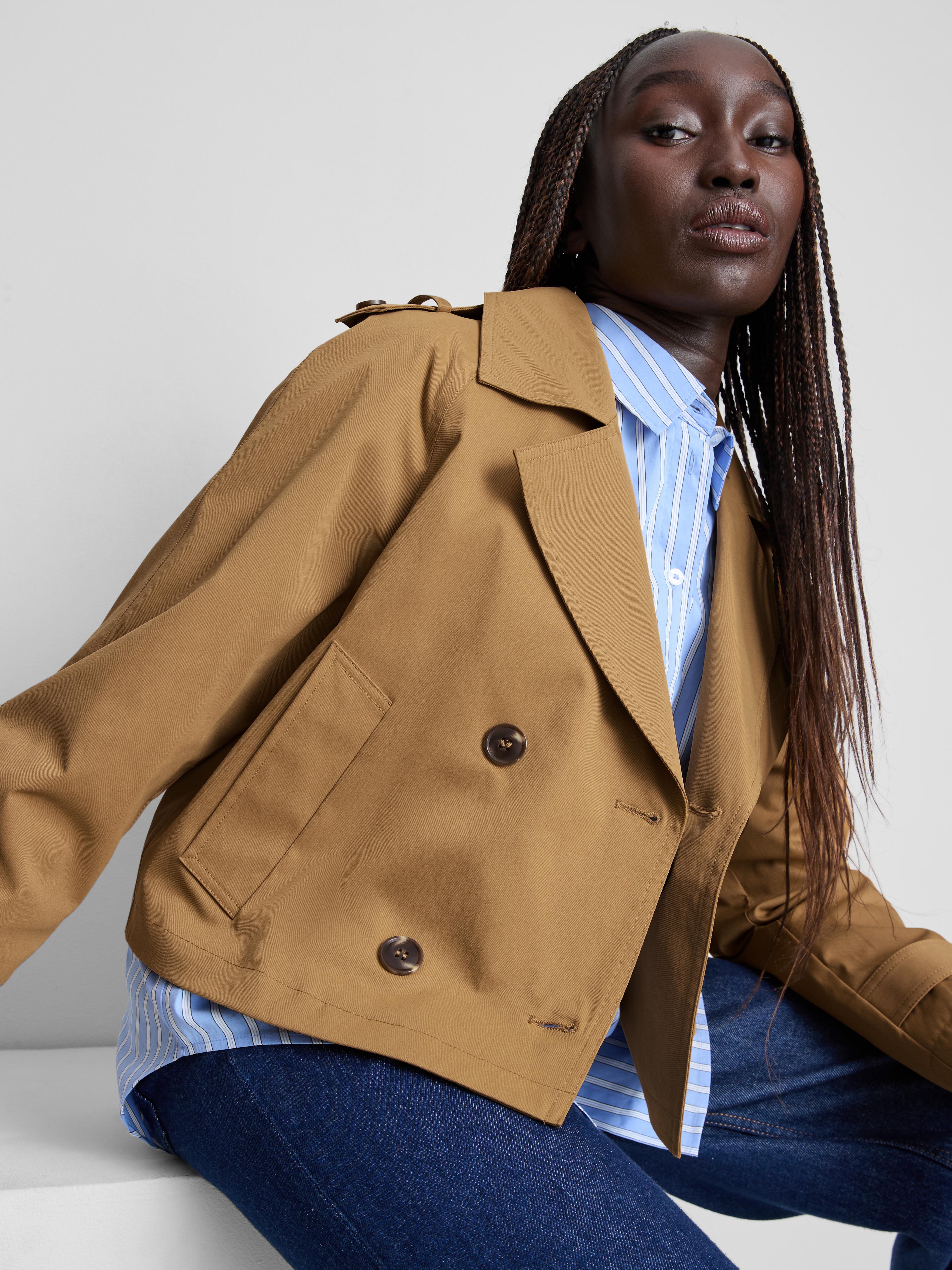 Double-Breasted Boxy Rain Jacket