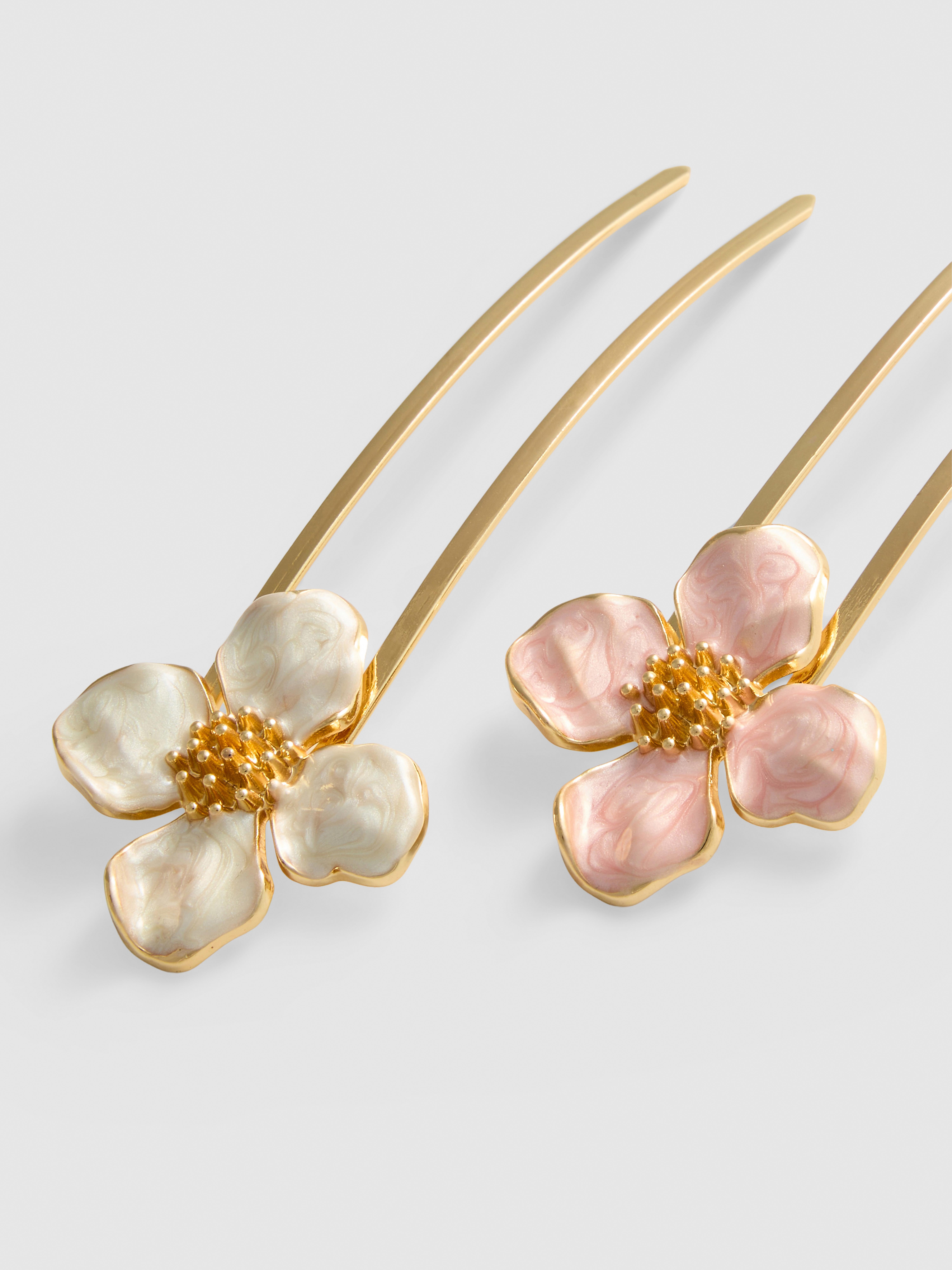 Haarspeldjes met bloem, set van 2