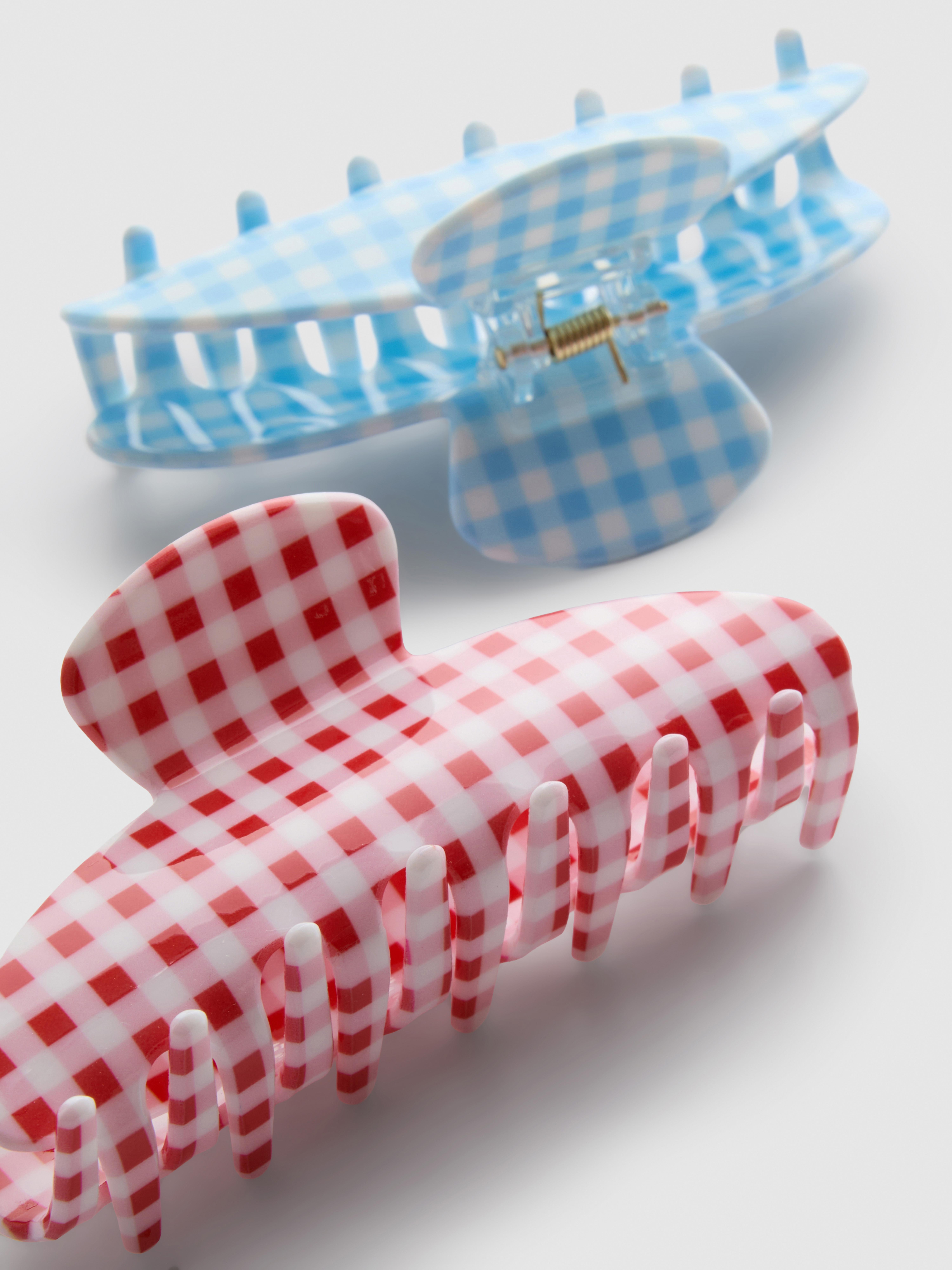 Geruite haarclips, set van 2