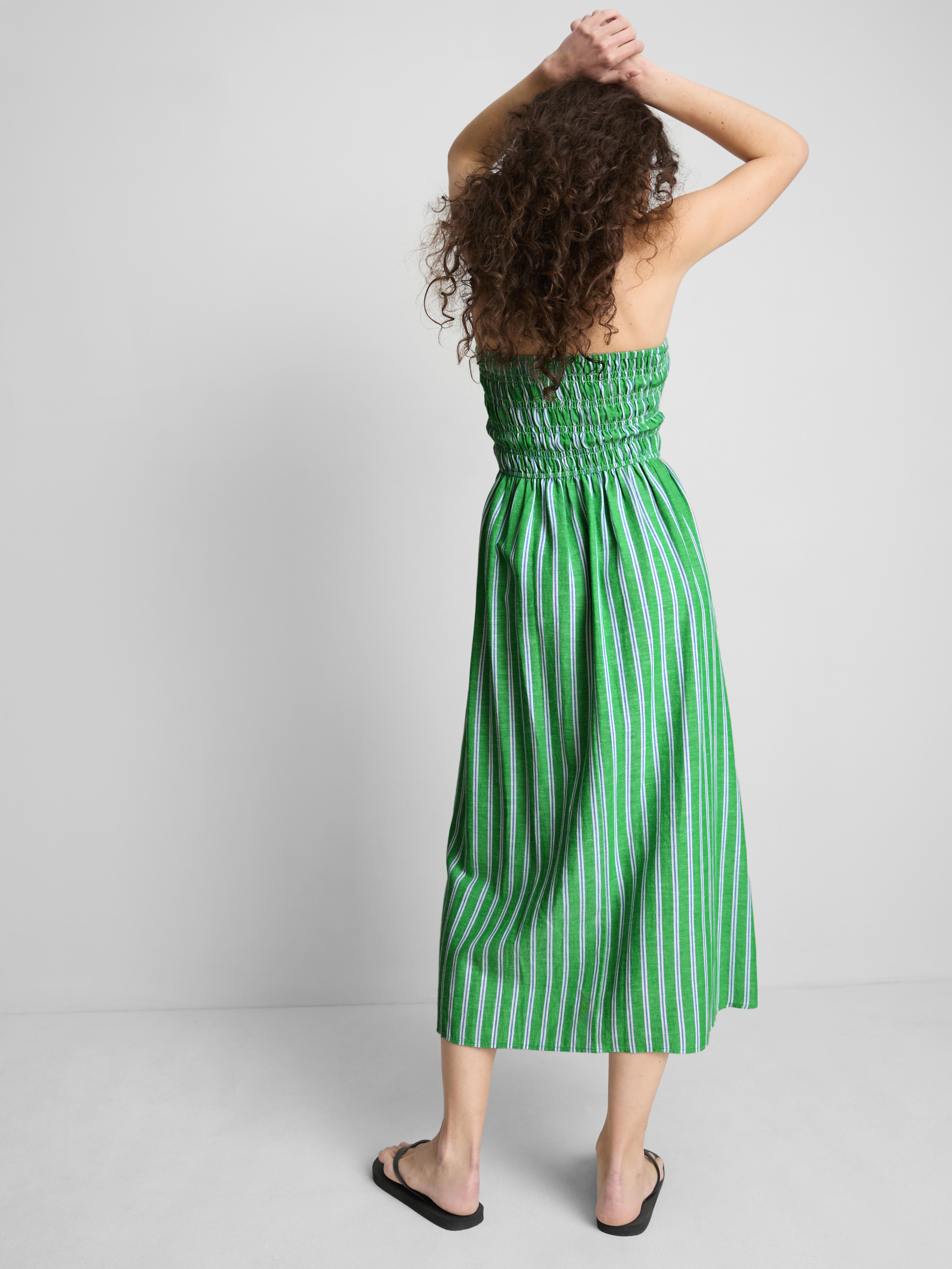 The Primark Scene | Robe bustier mi-longue froncée à rayures