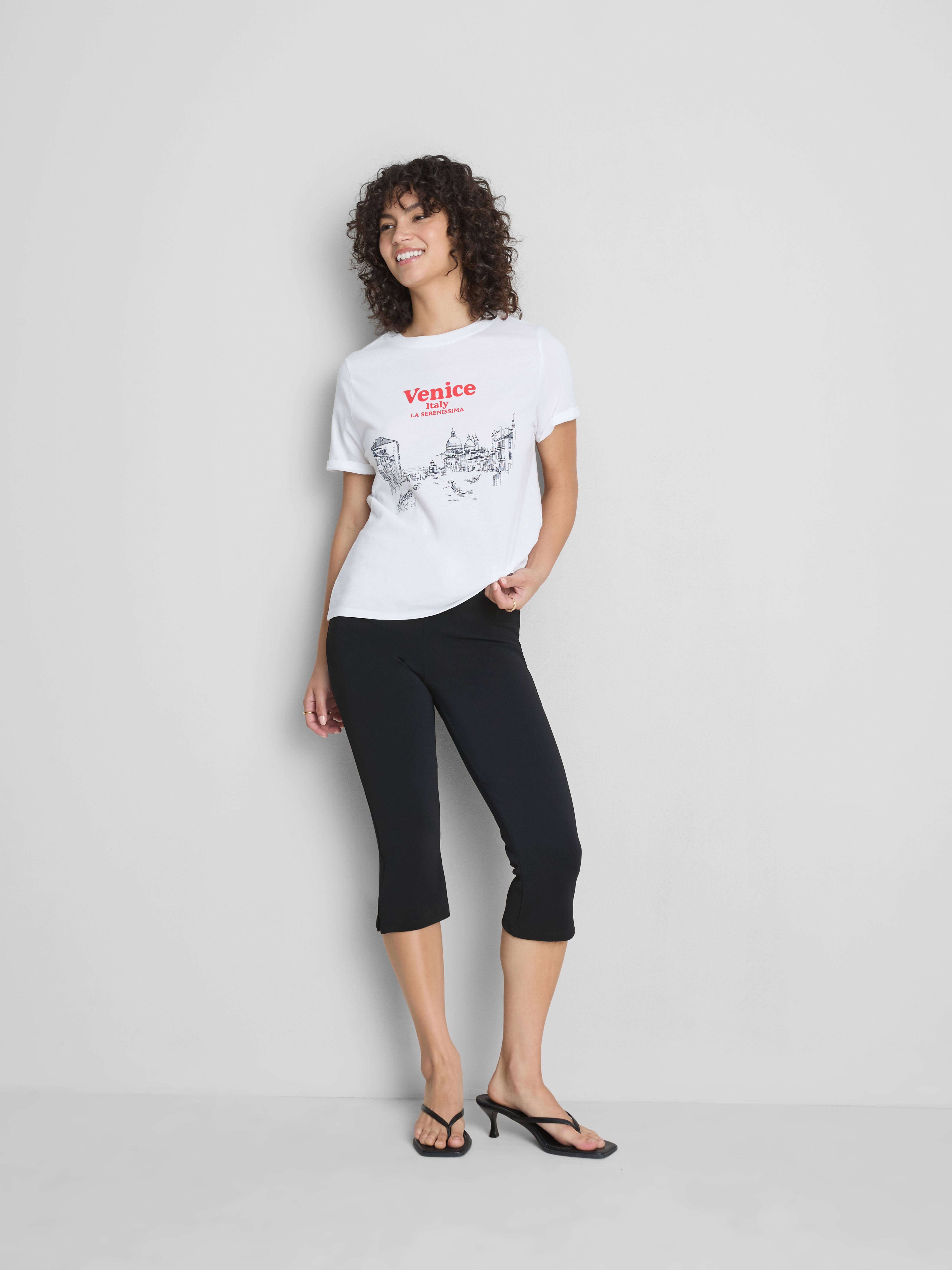 Puur katoenen T-shirt met print en korte mouwen