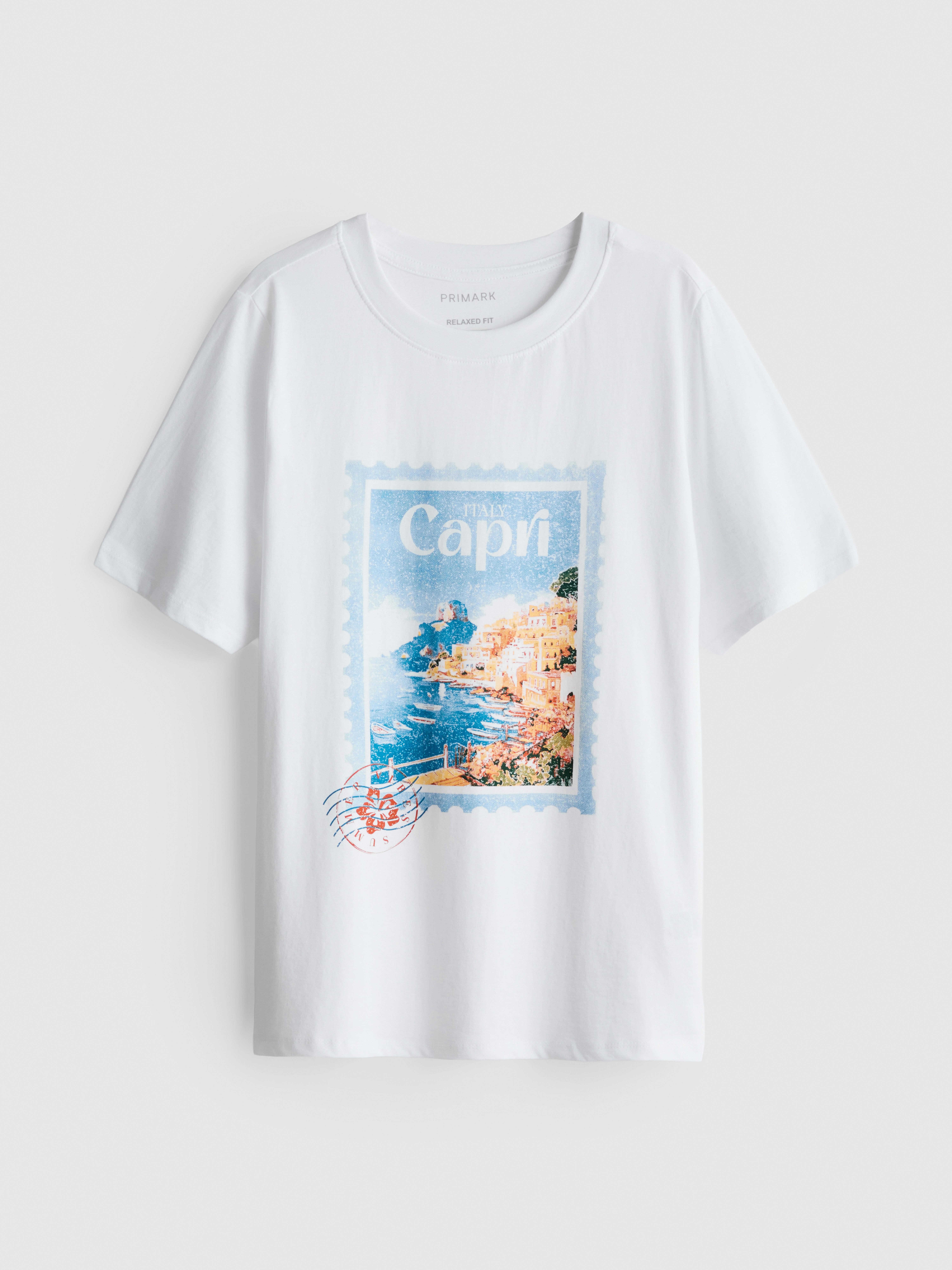 T-shirt gráfica manga curta puro algodão