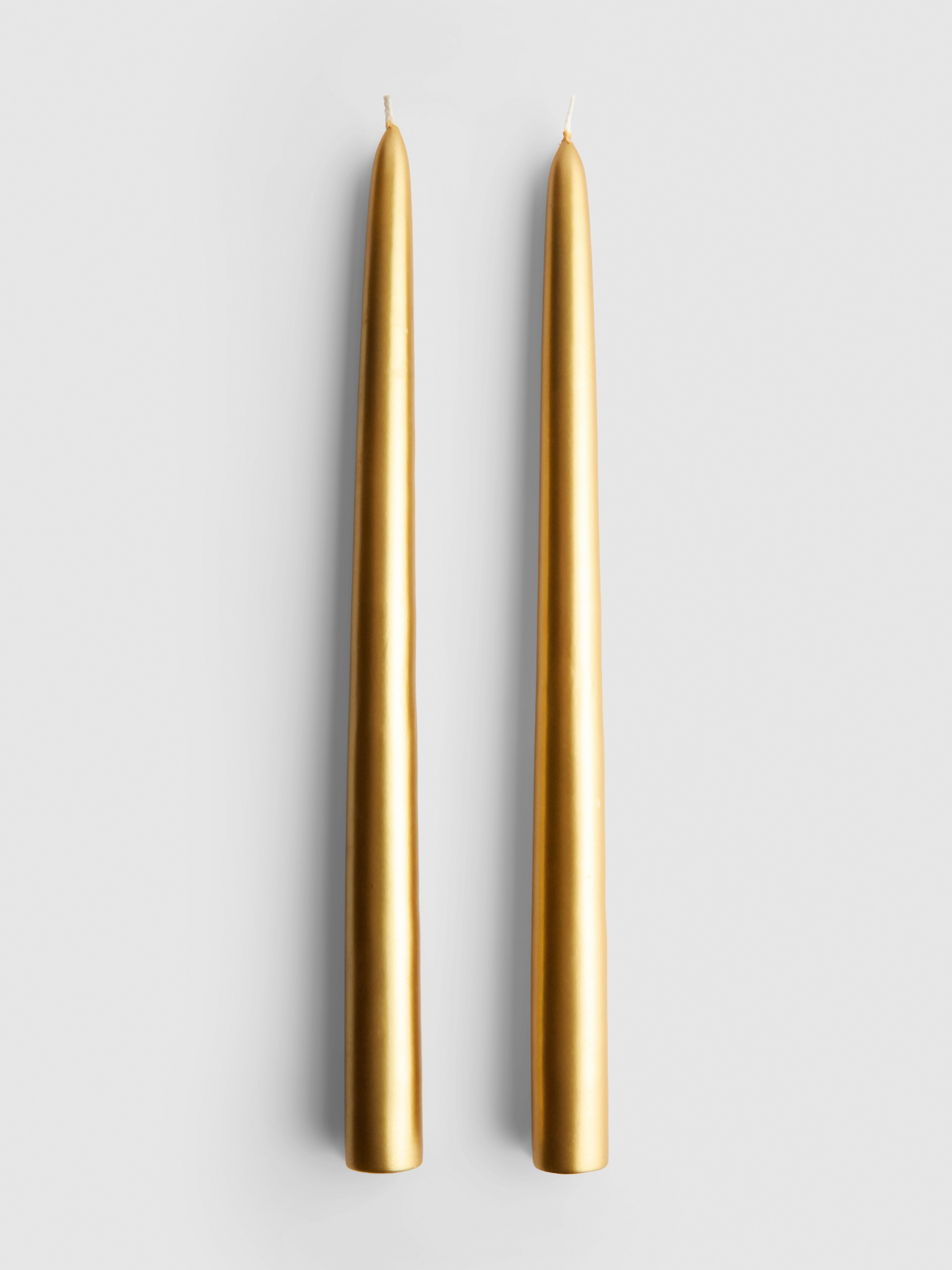 2pk Taper Dinner Candles Gold