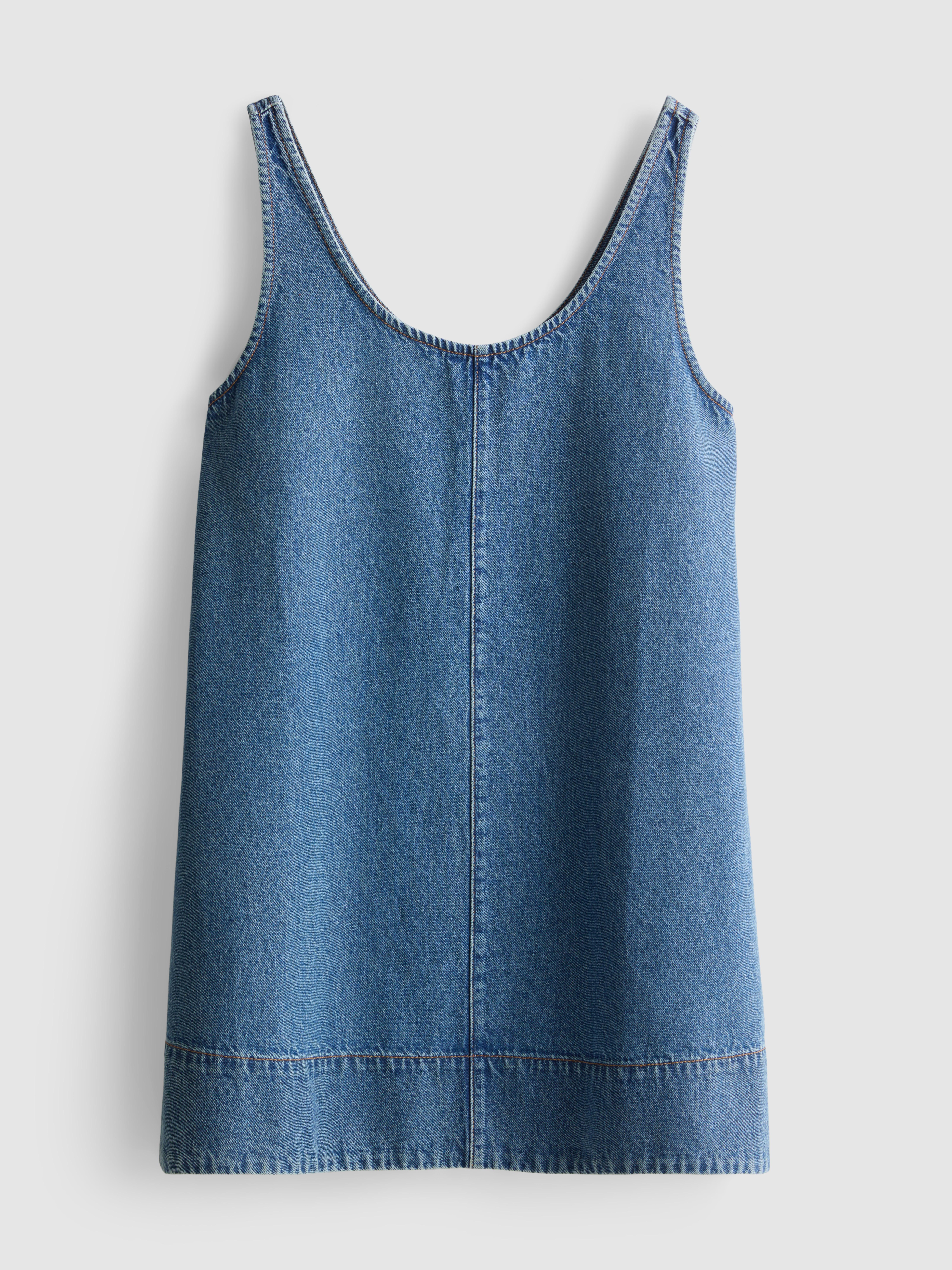 Cotton Denim Trapeze Mini Dress