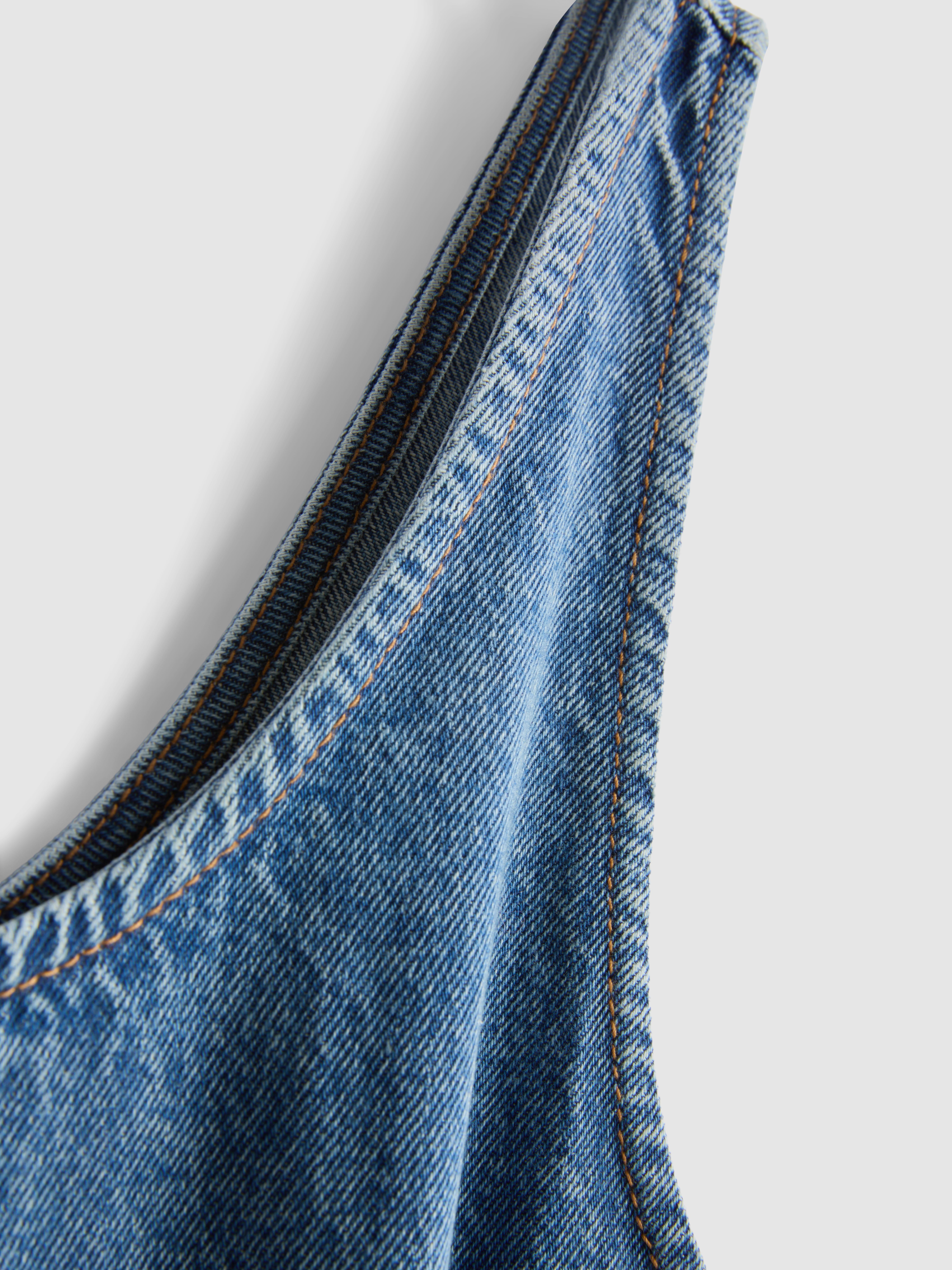 Cotton Denim Trapeze Mini Dress