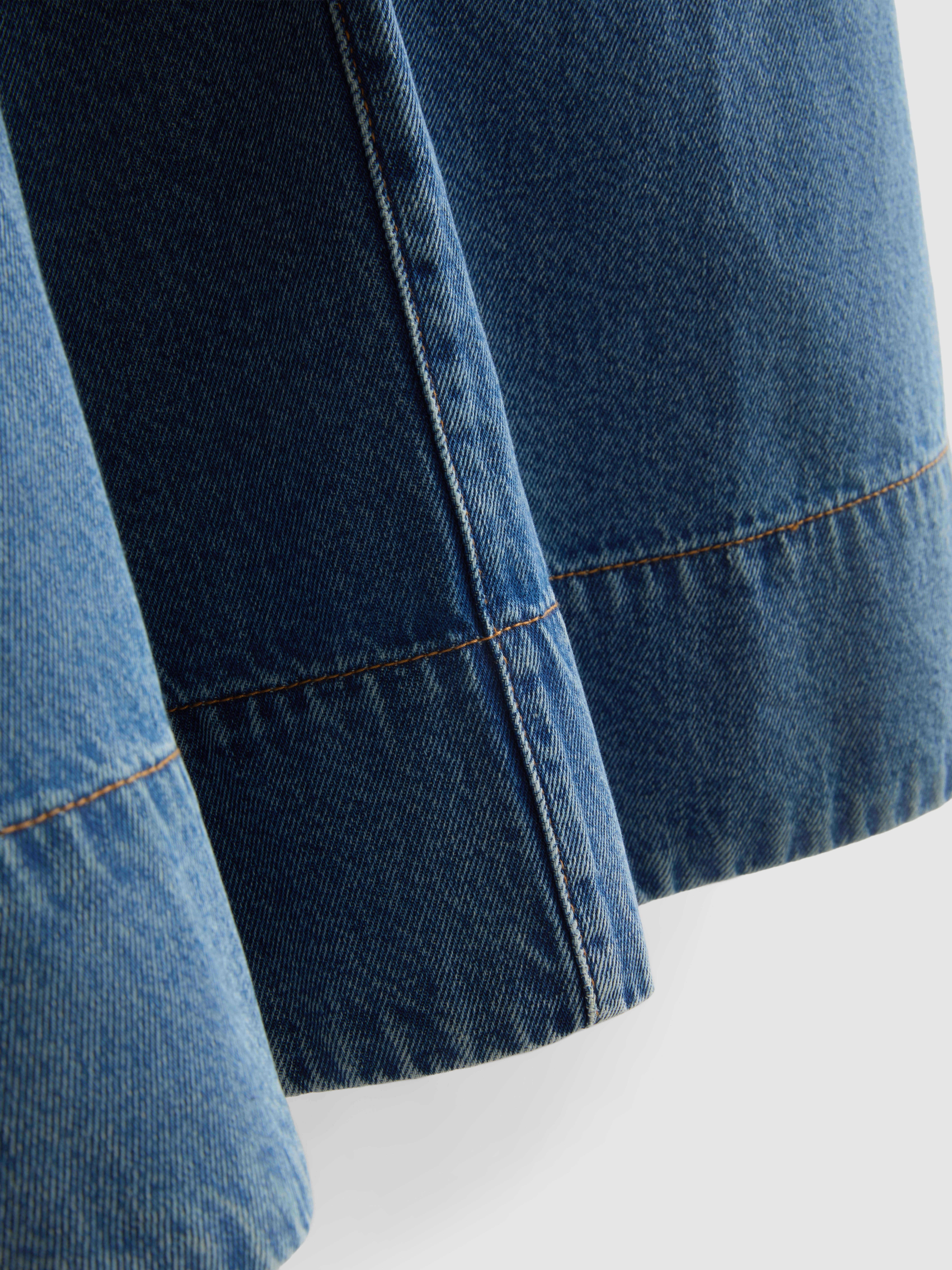 Cotton Denim Trapeze Mini Dress