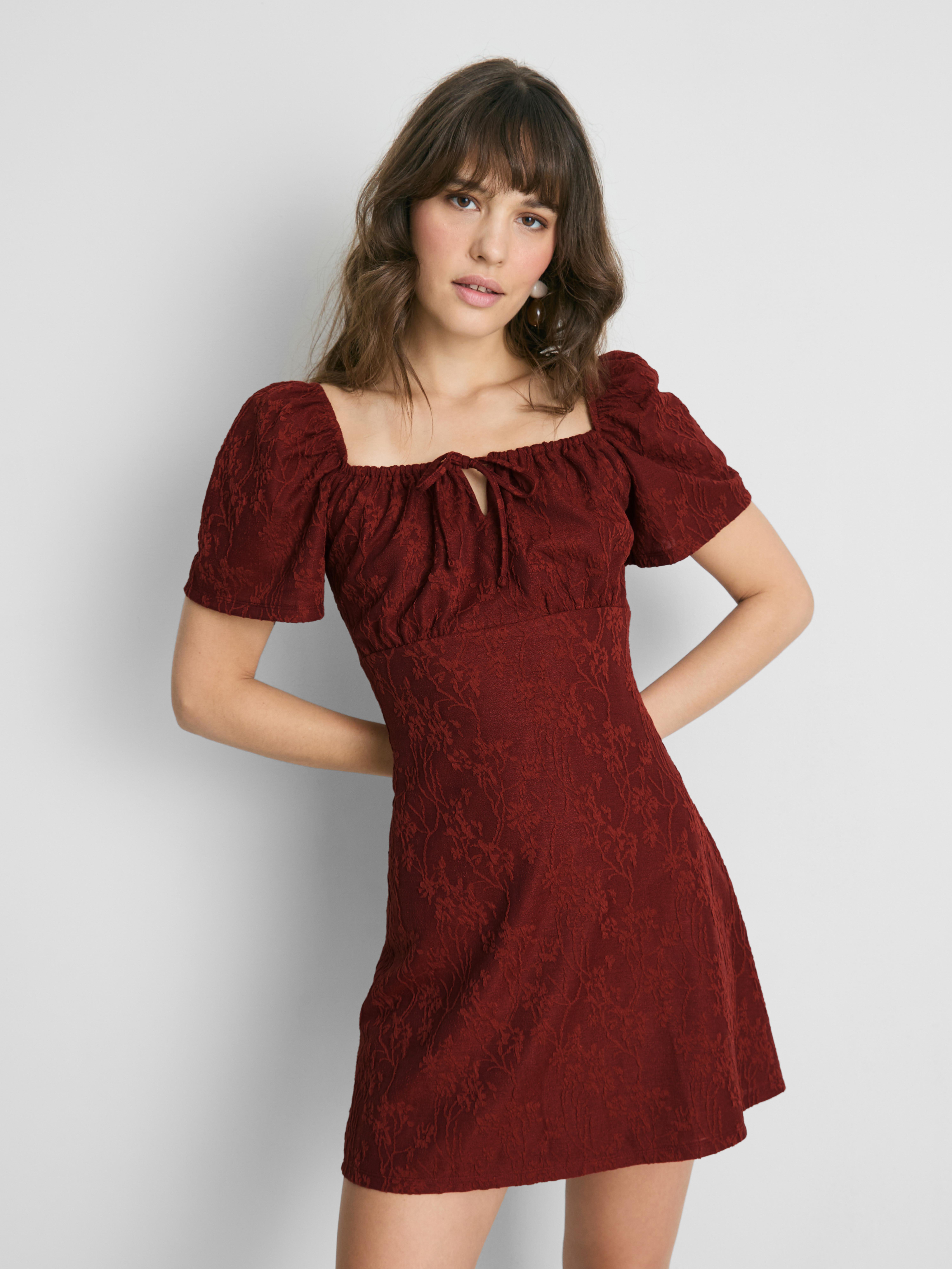 Crinkle Milkmaid Mini Dress