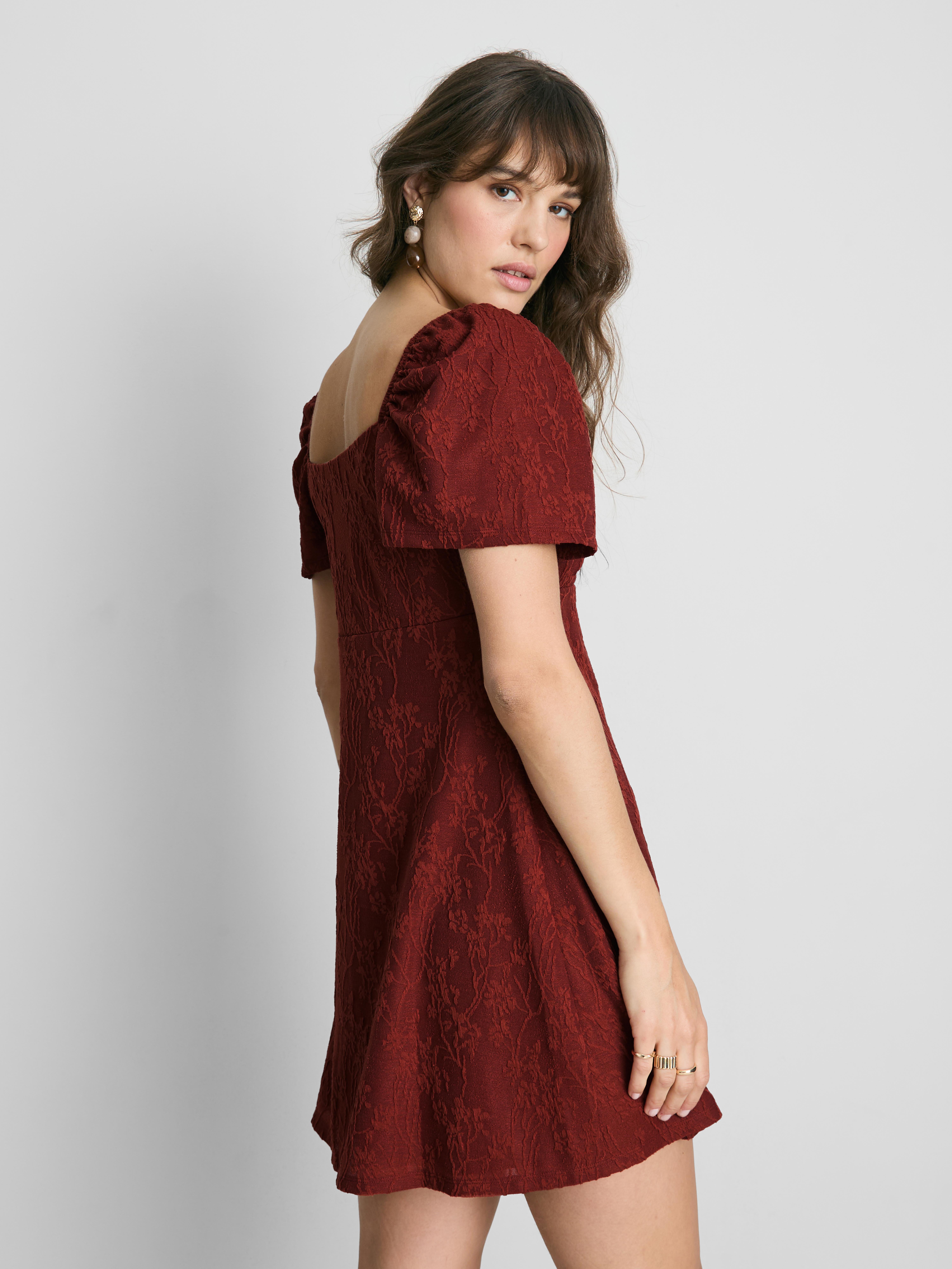 red milkmaid mini dress Abercrombie & Fitch square neck milkmaid mini dress in red ditsy print