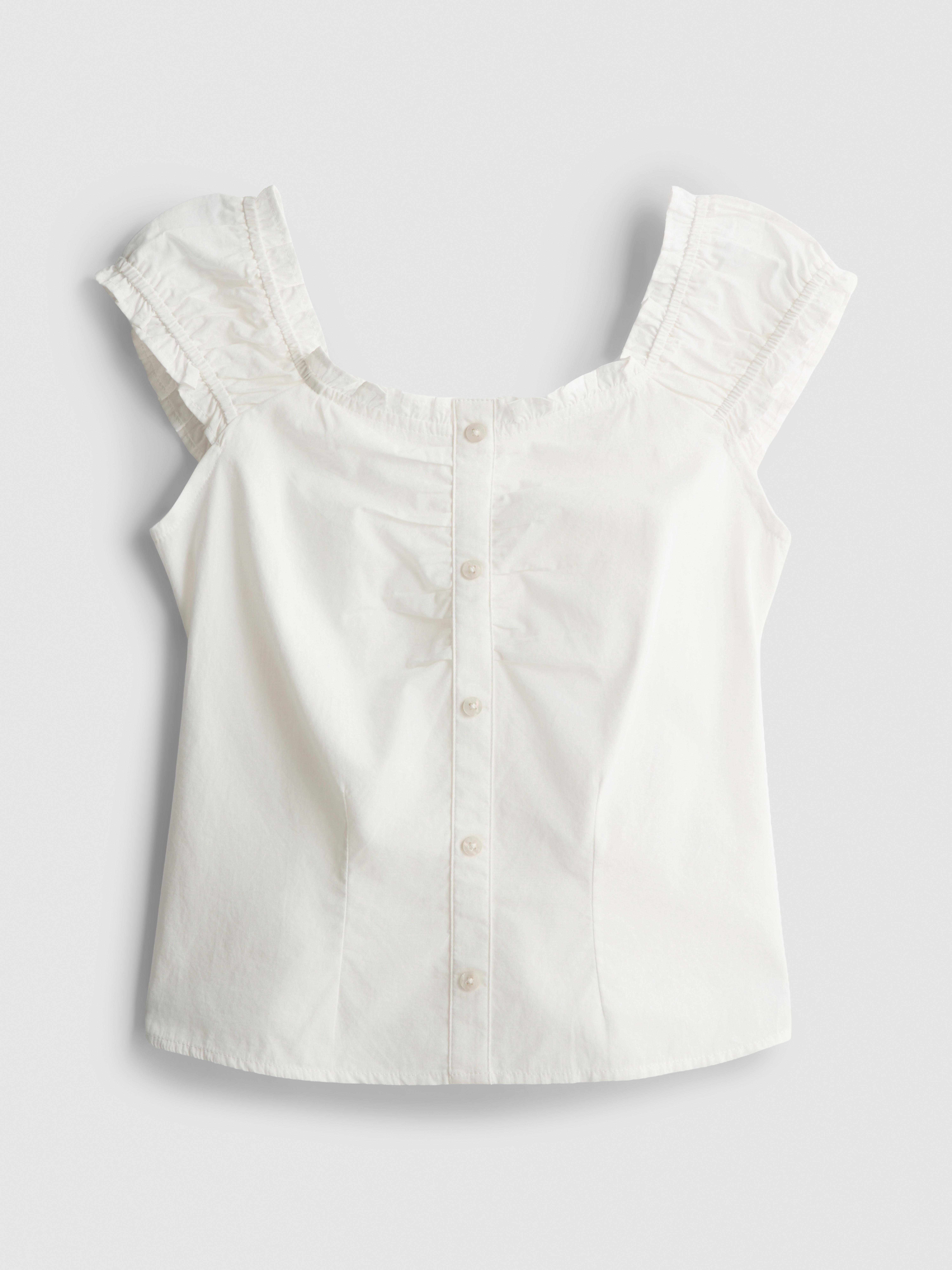 7-15yrs | Shirred Square Neck Blouse