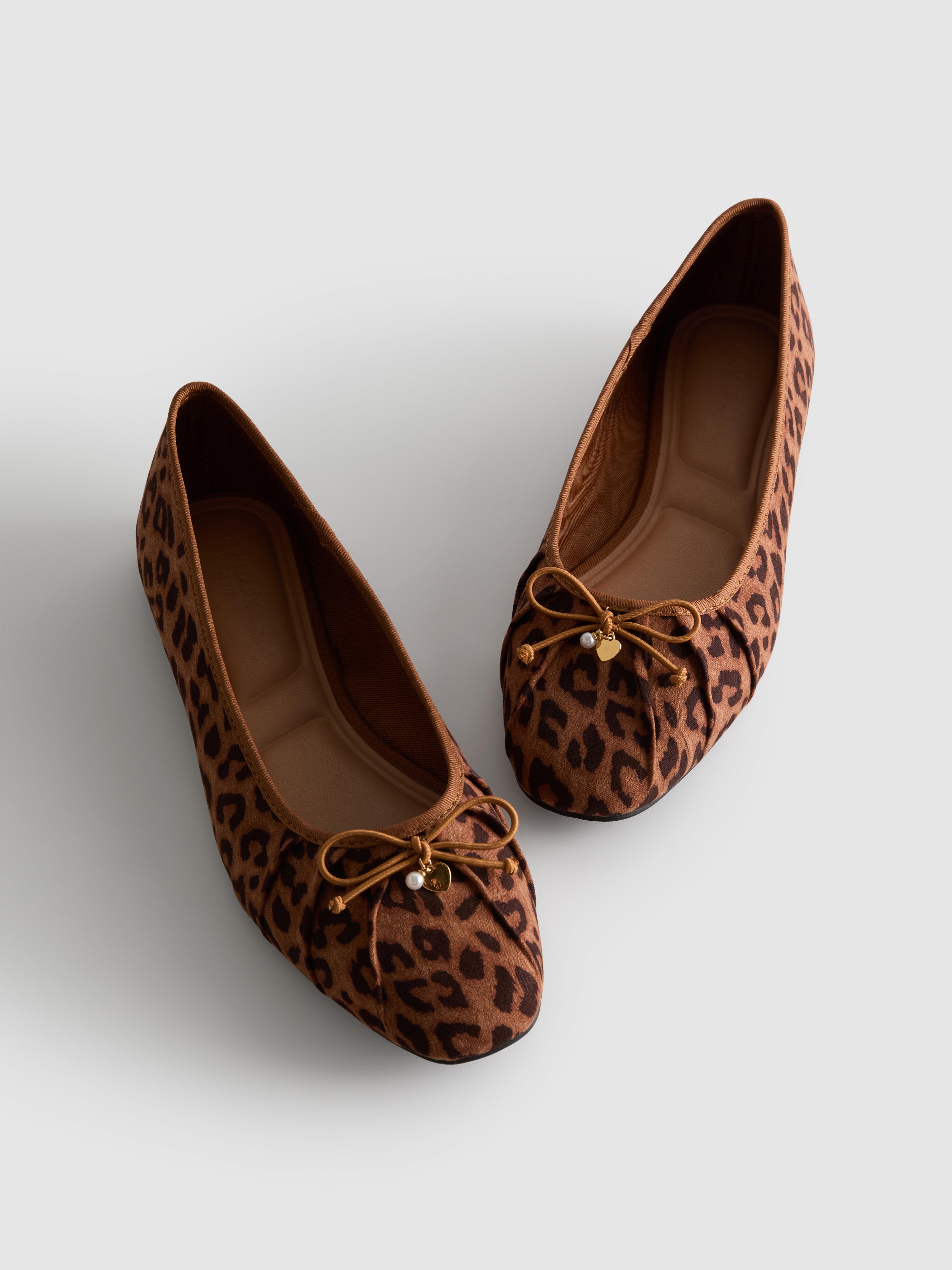 Leopard Charm Detail Ballerina Flats