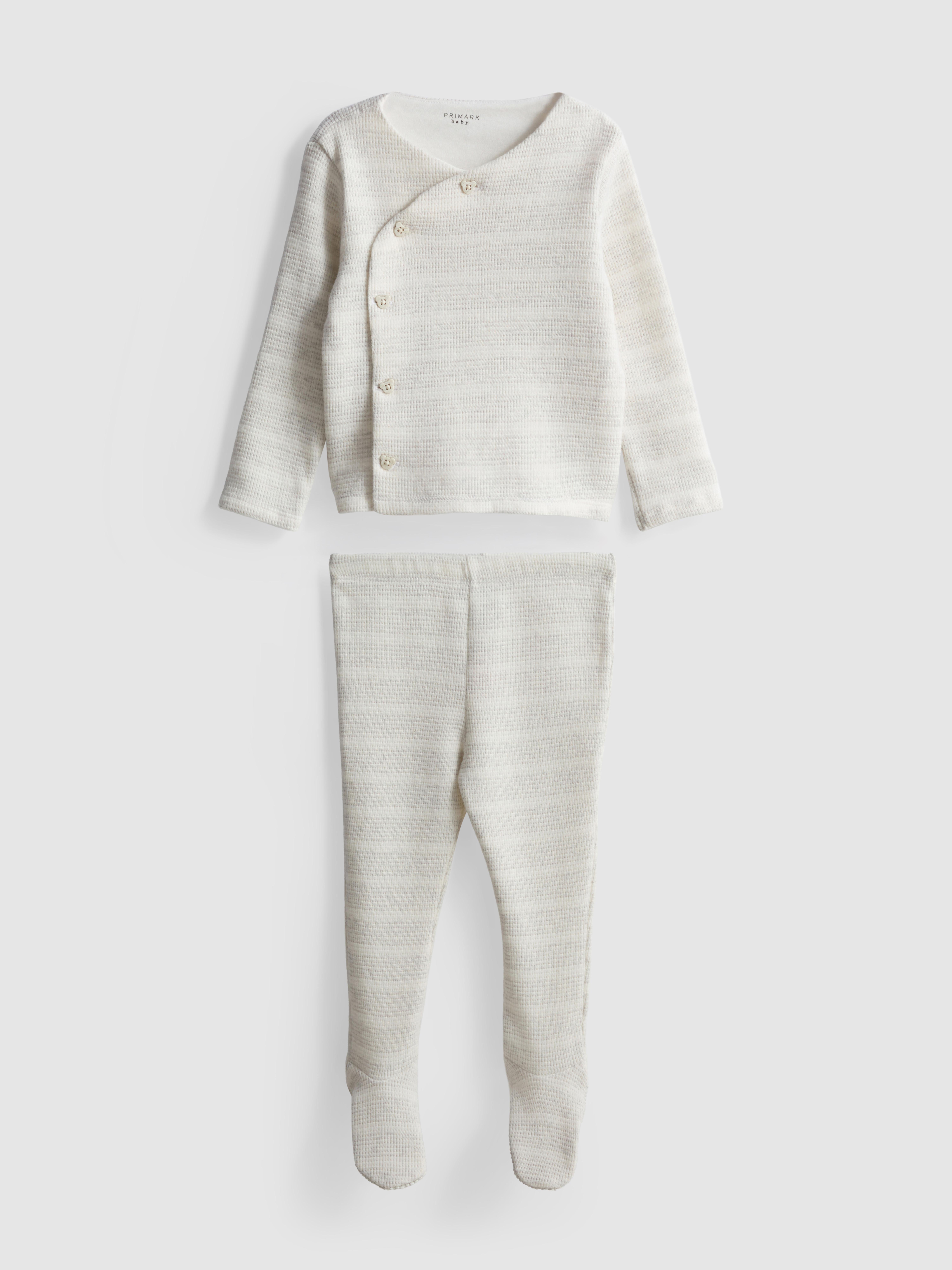 0-18mths | Cotton-Rich Waffle Wrap Top and Leggings Newborn Set