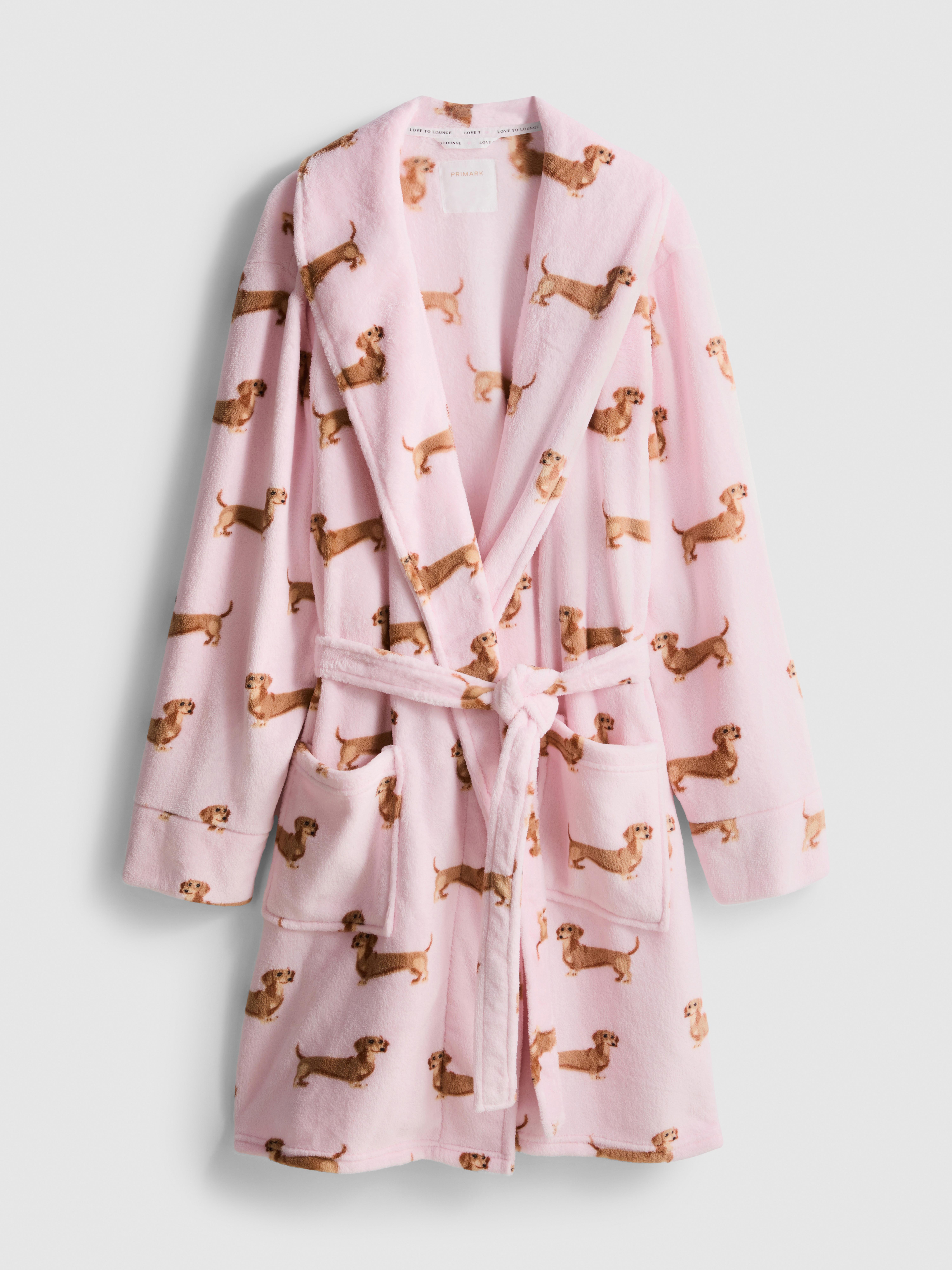 primark pink dressing gown Womens Light Pink Love To Lounge Printed Midi Dressing Gown