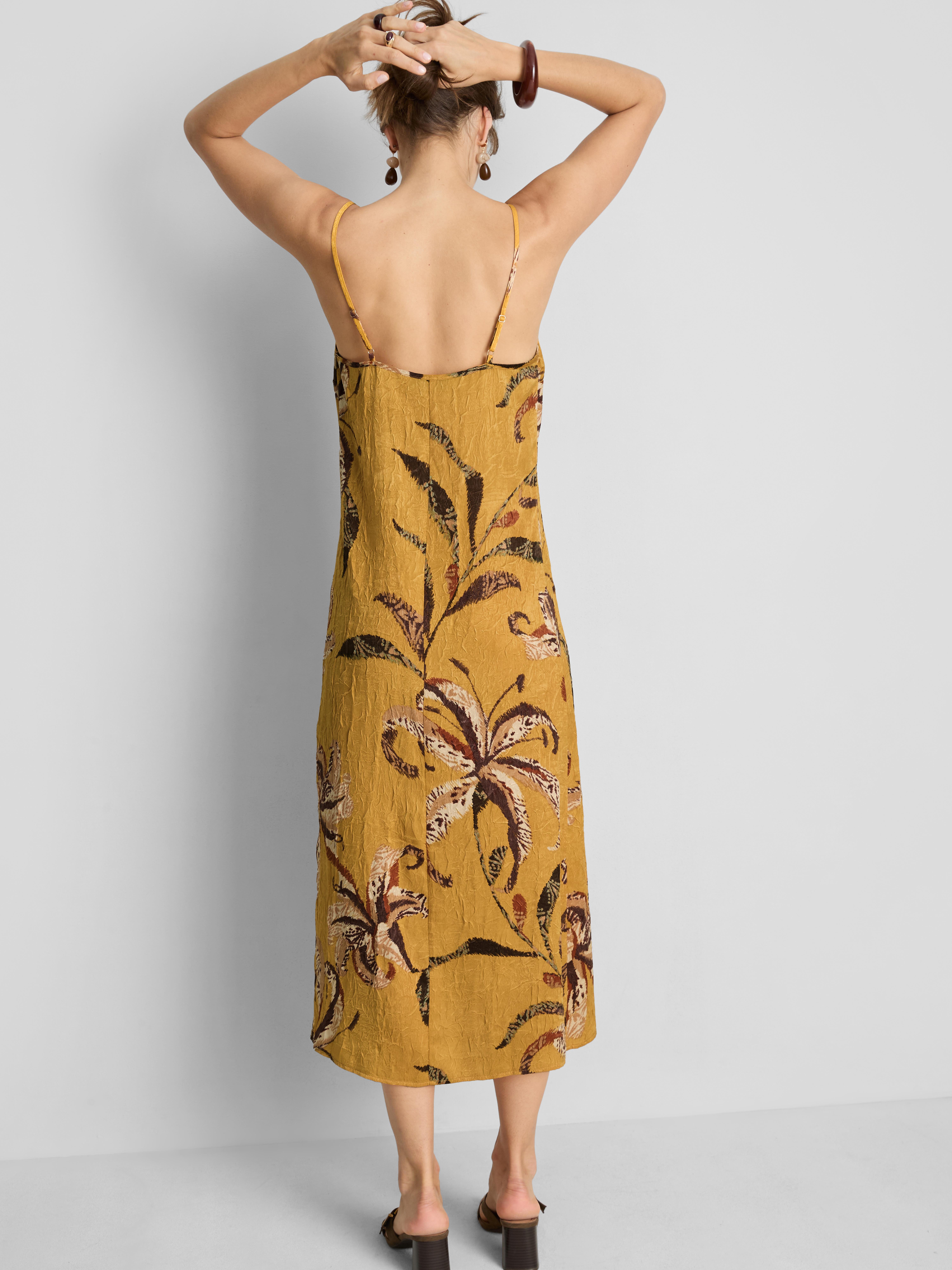 Midi-Trägerkleid aus Satin in Knitteroptik