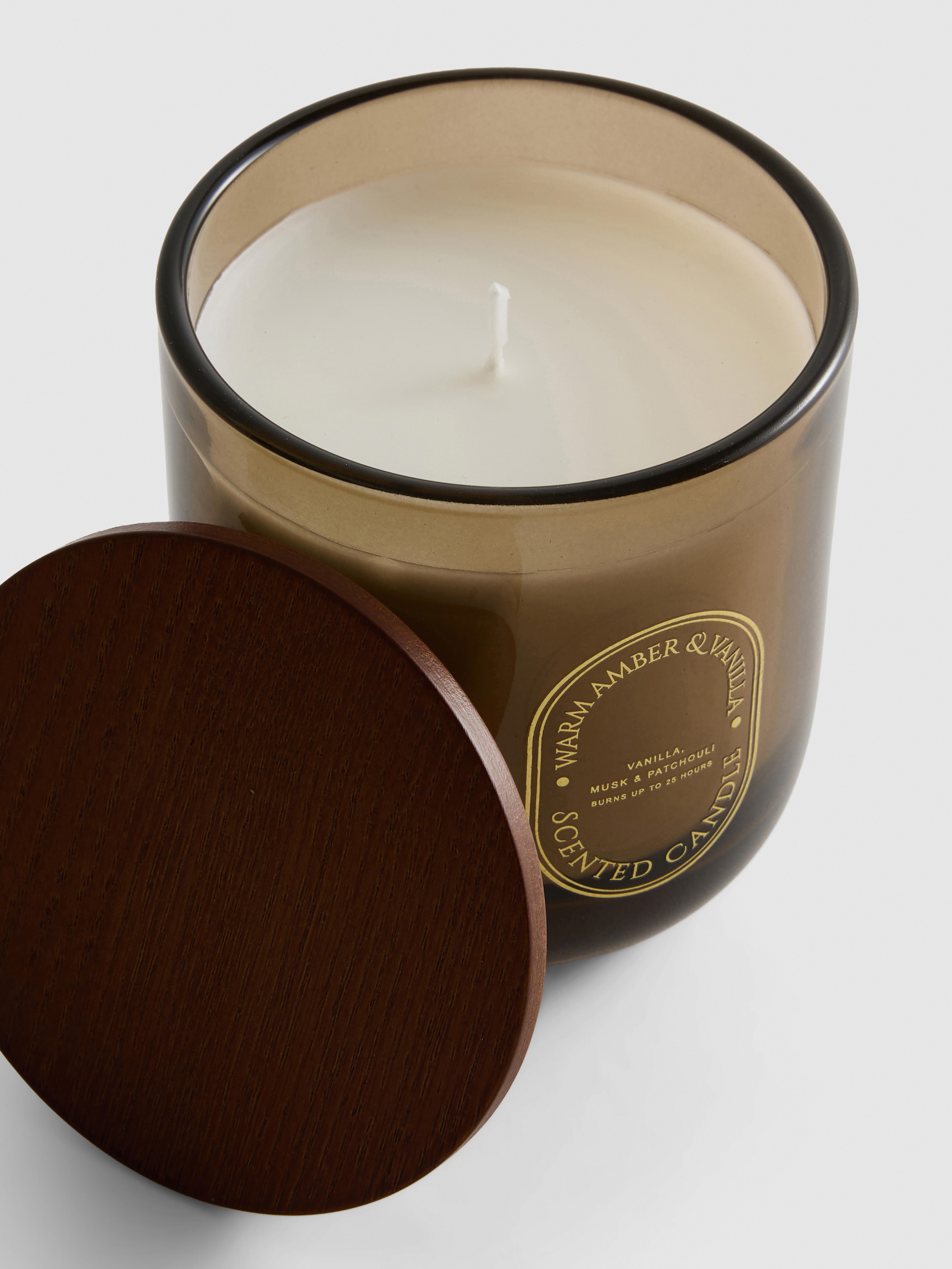 woodsmoke and tobacco candle primark Brown Warm Amber And Vanilla Scented Candle