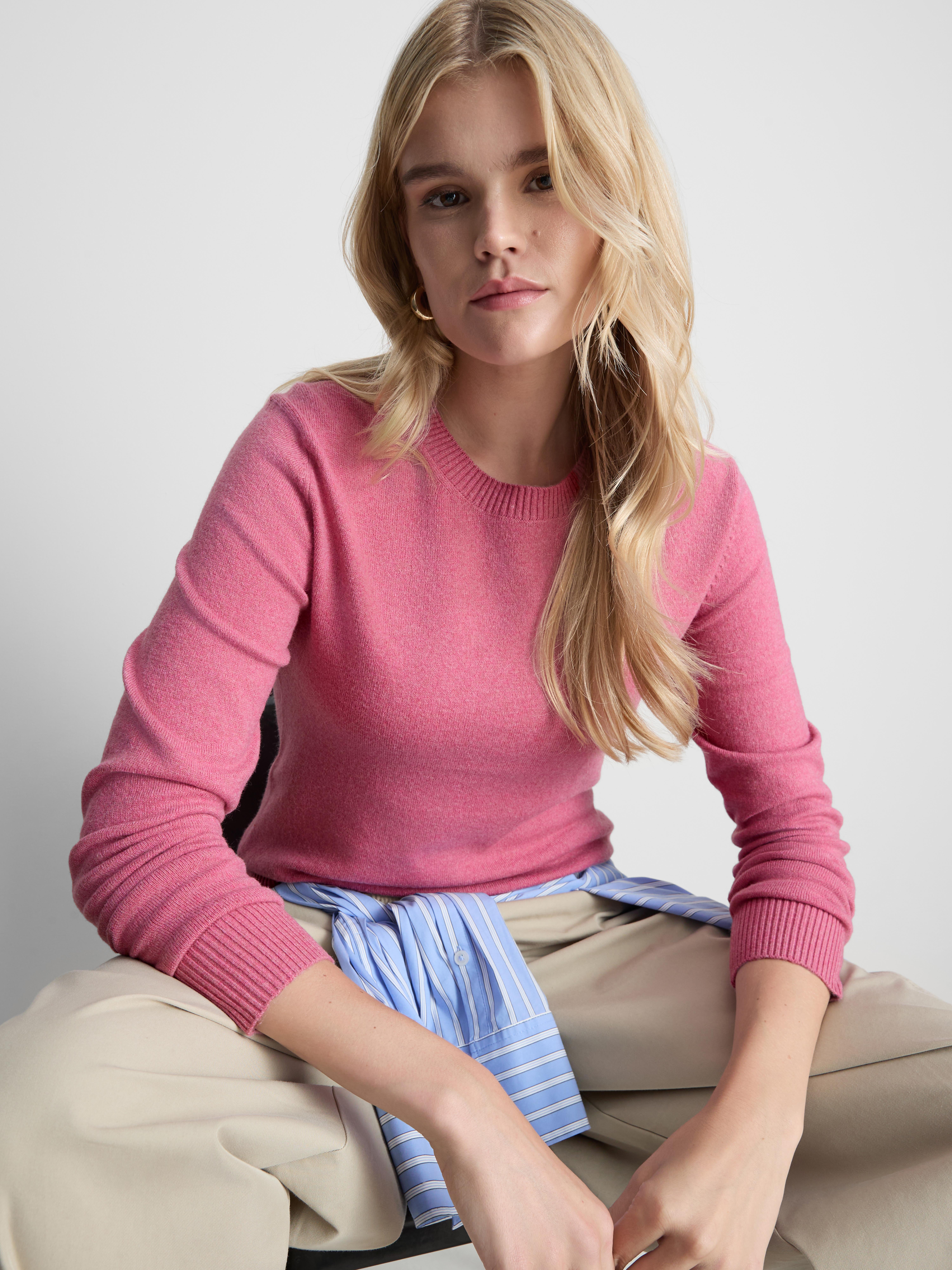 Soft Knitted Crew Neck Jumper Pink