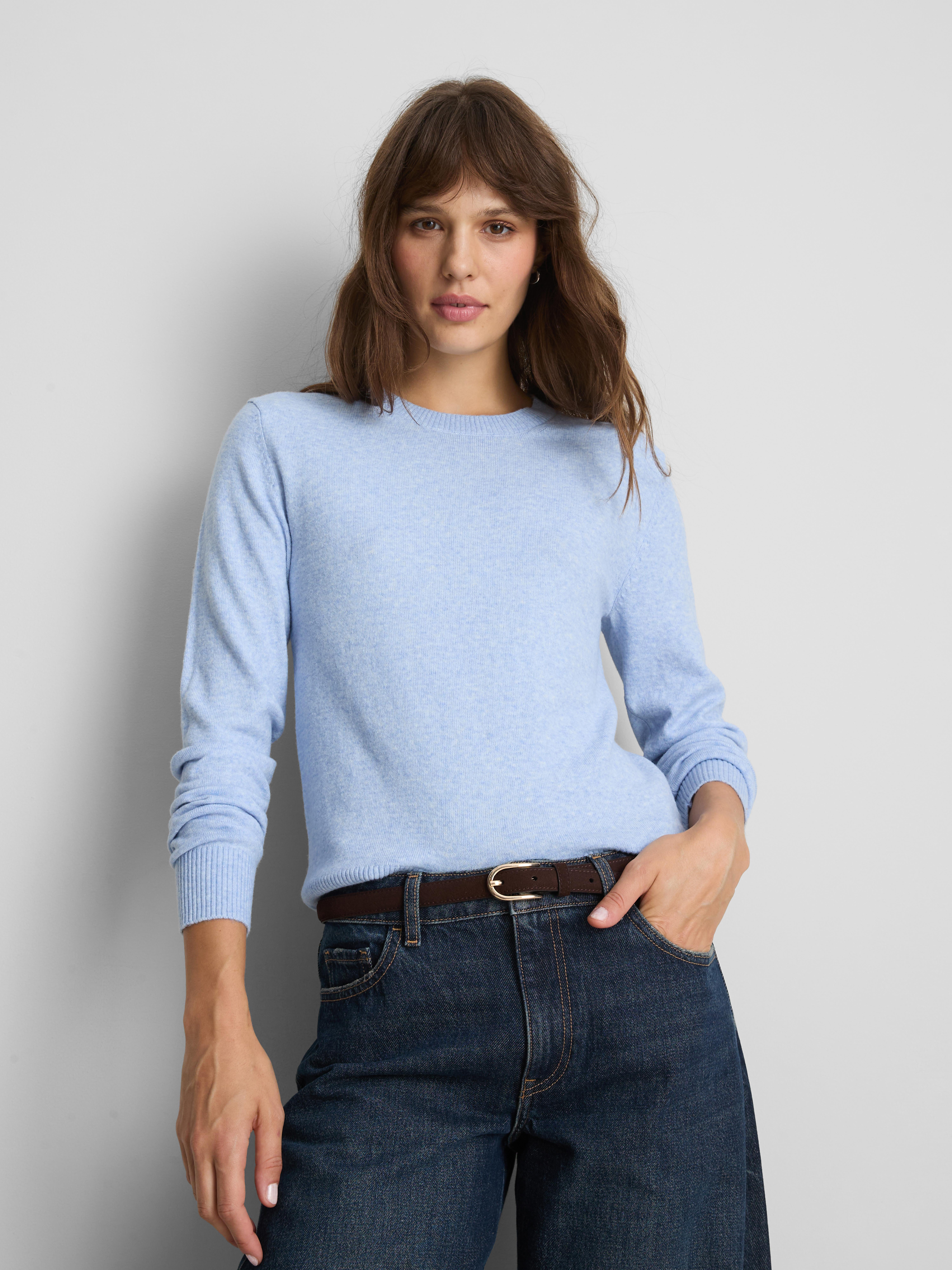 Soft Knitted Crew Neck Jumper Blue