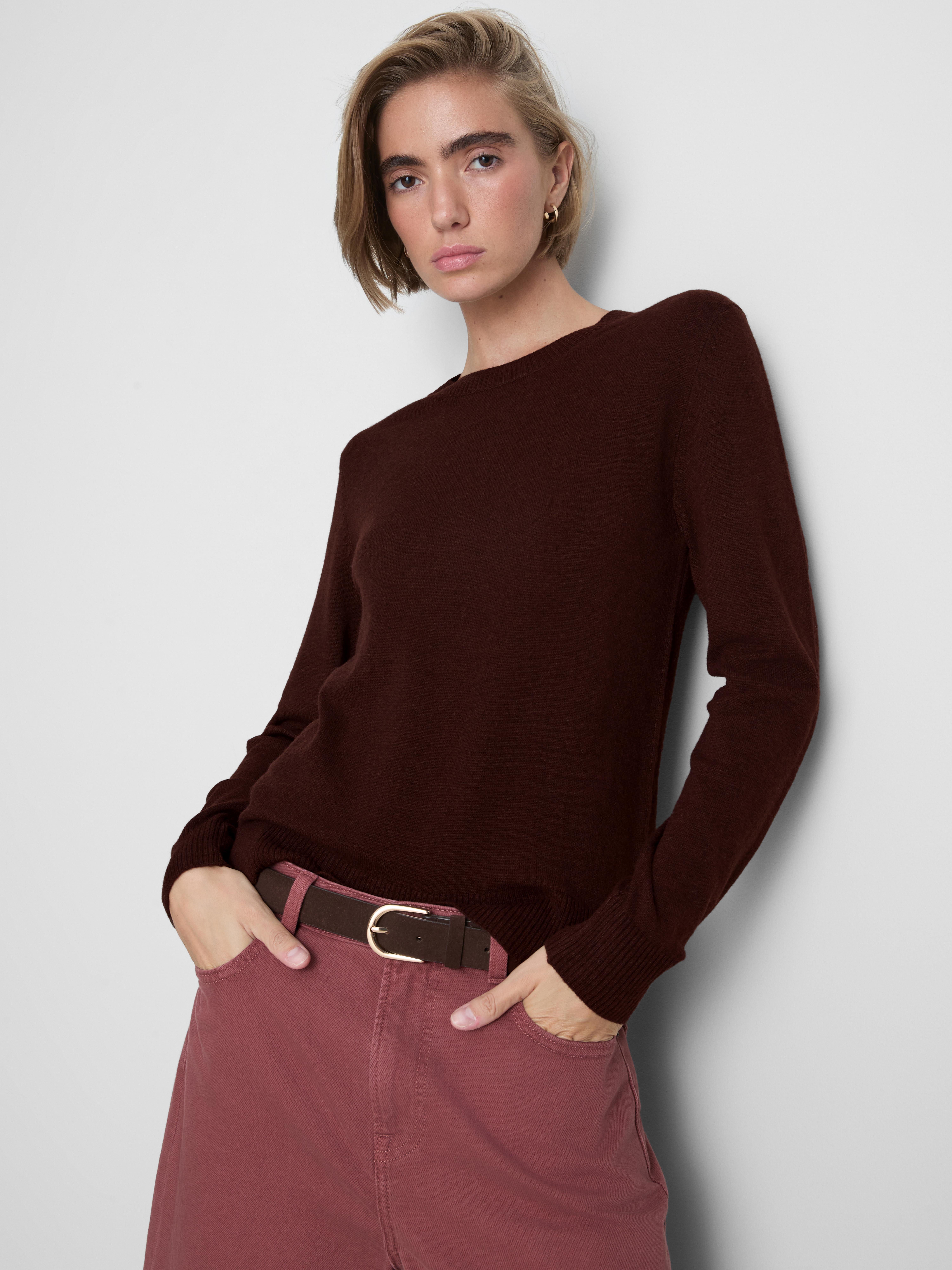 Soft Knitted Crew Neck Jumper Chocolate