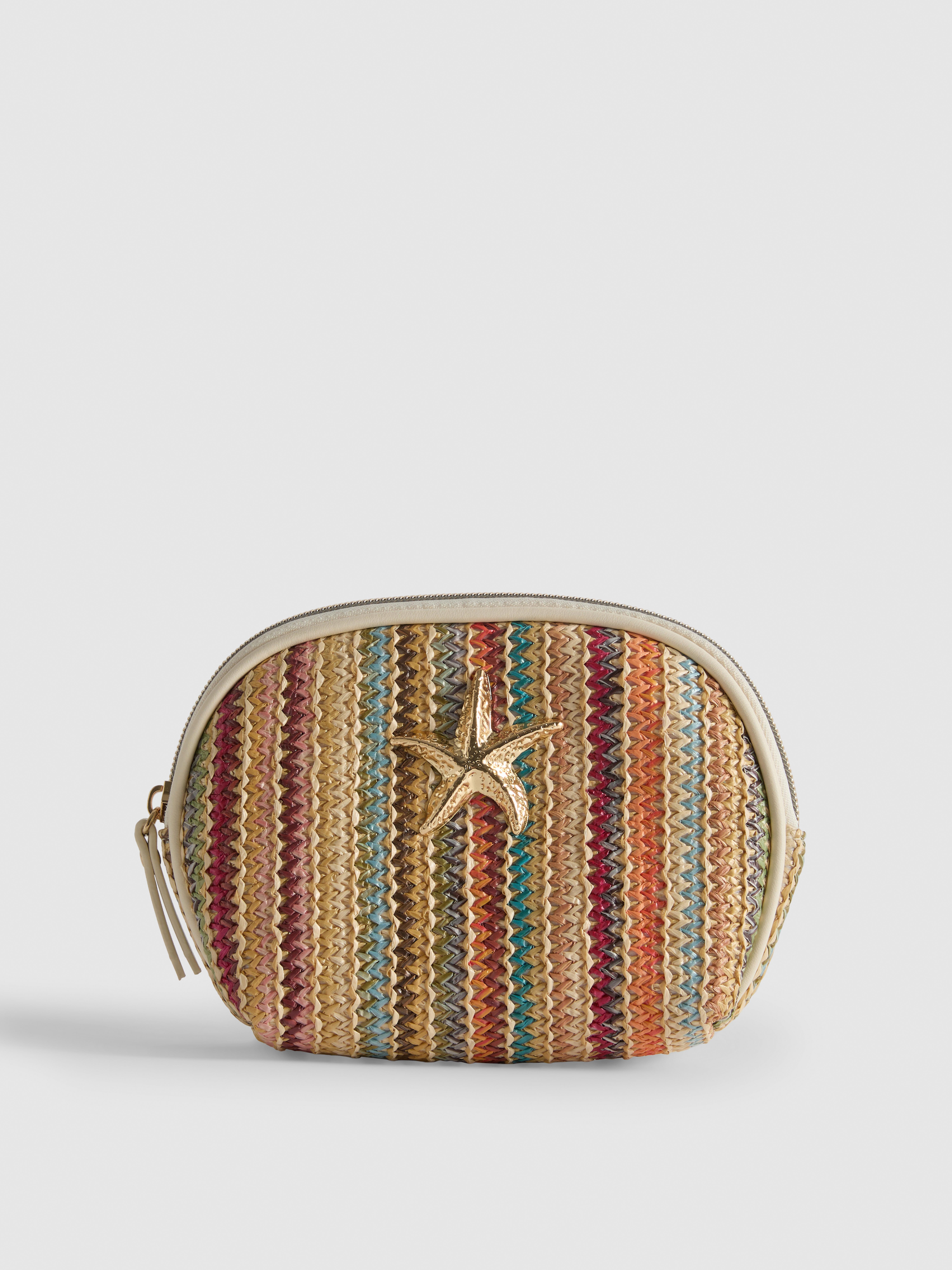 Make-uptasje van raffia met zeester