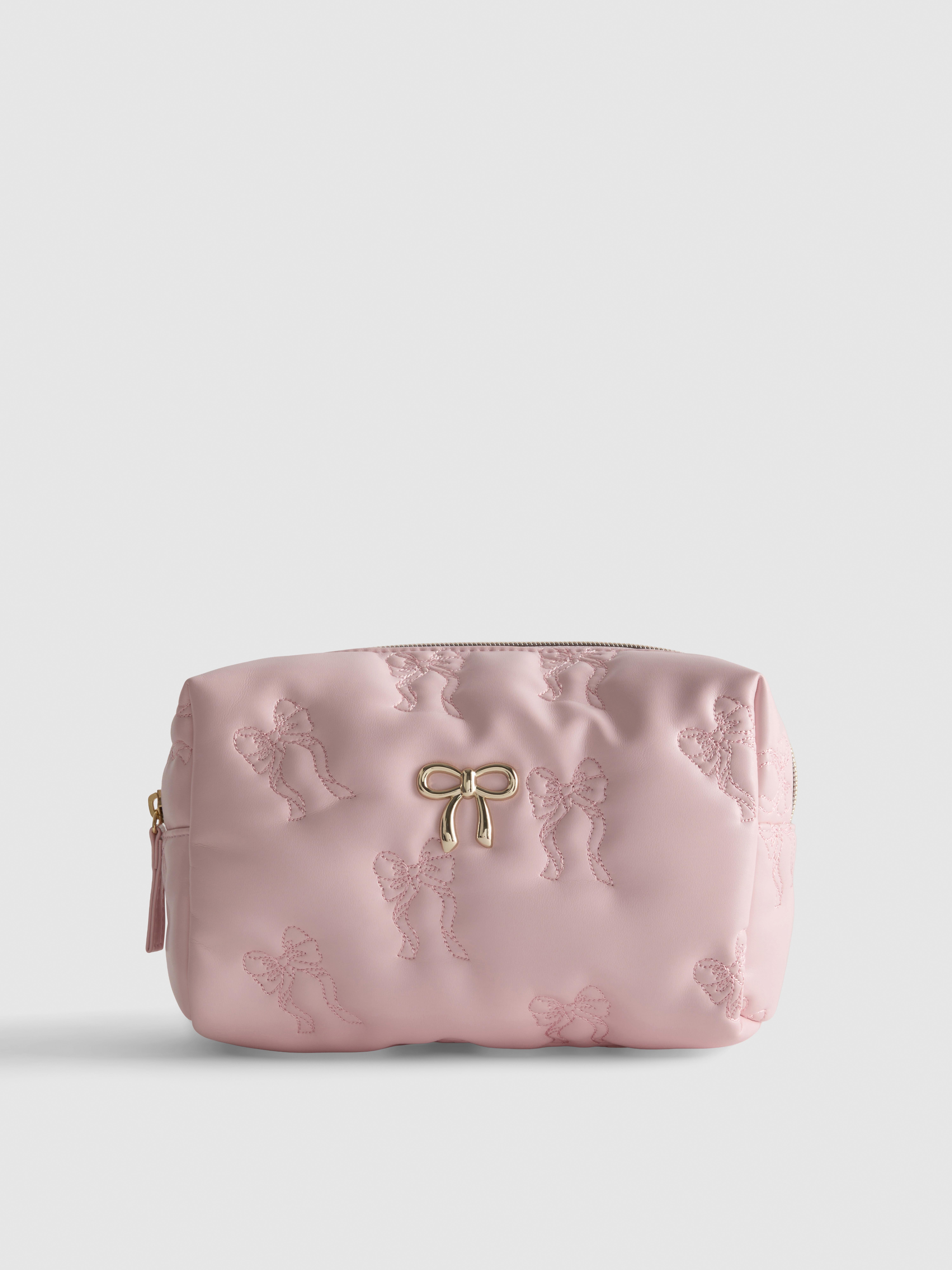 Quilted Bow Makeup Bag