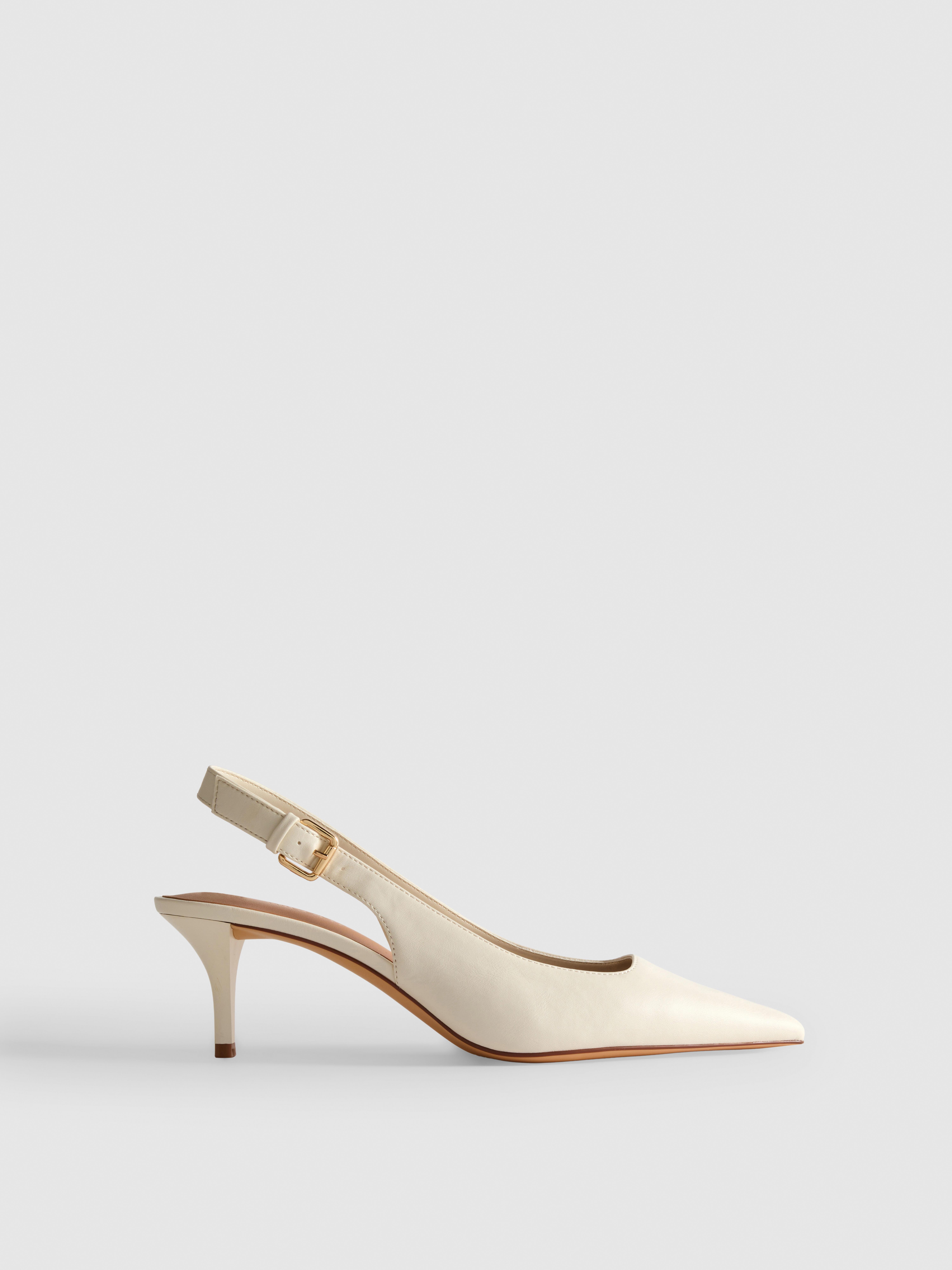 Faux Leather Buckle Court Heels
