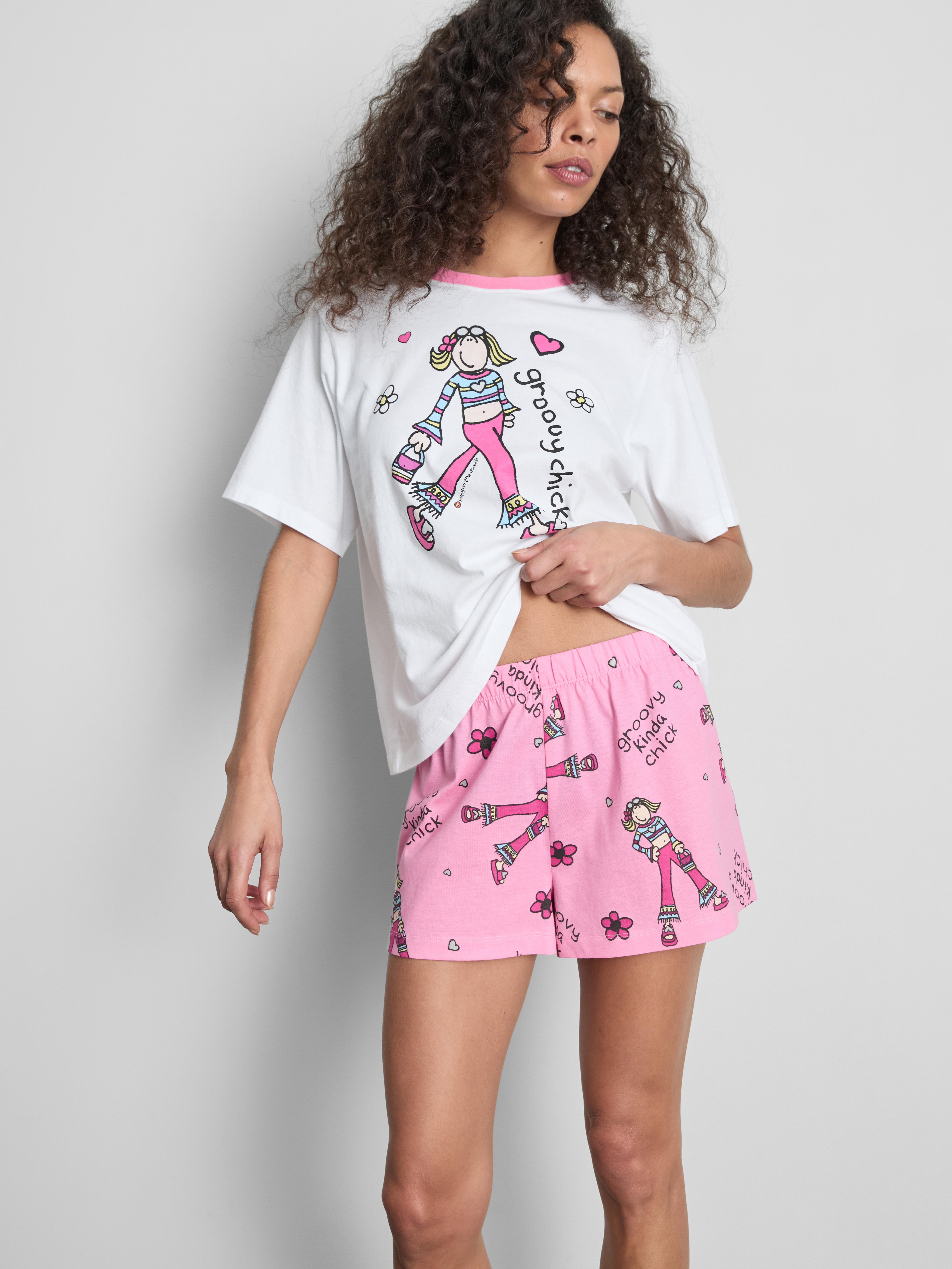 Kurzer „Groovy Chick“ Schlafanzug