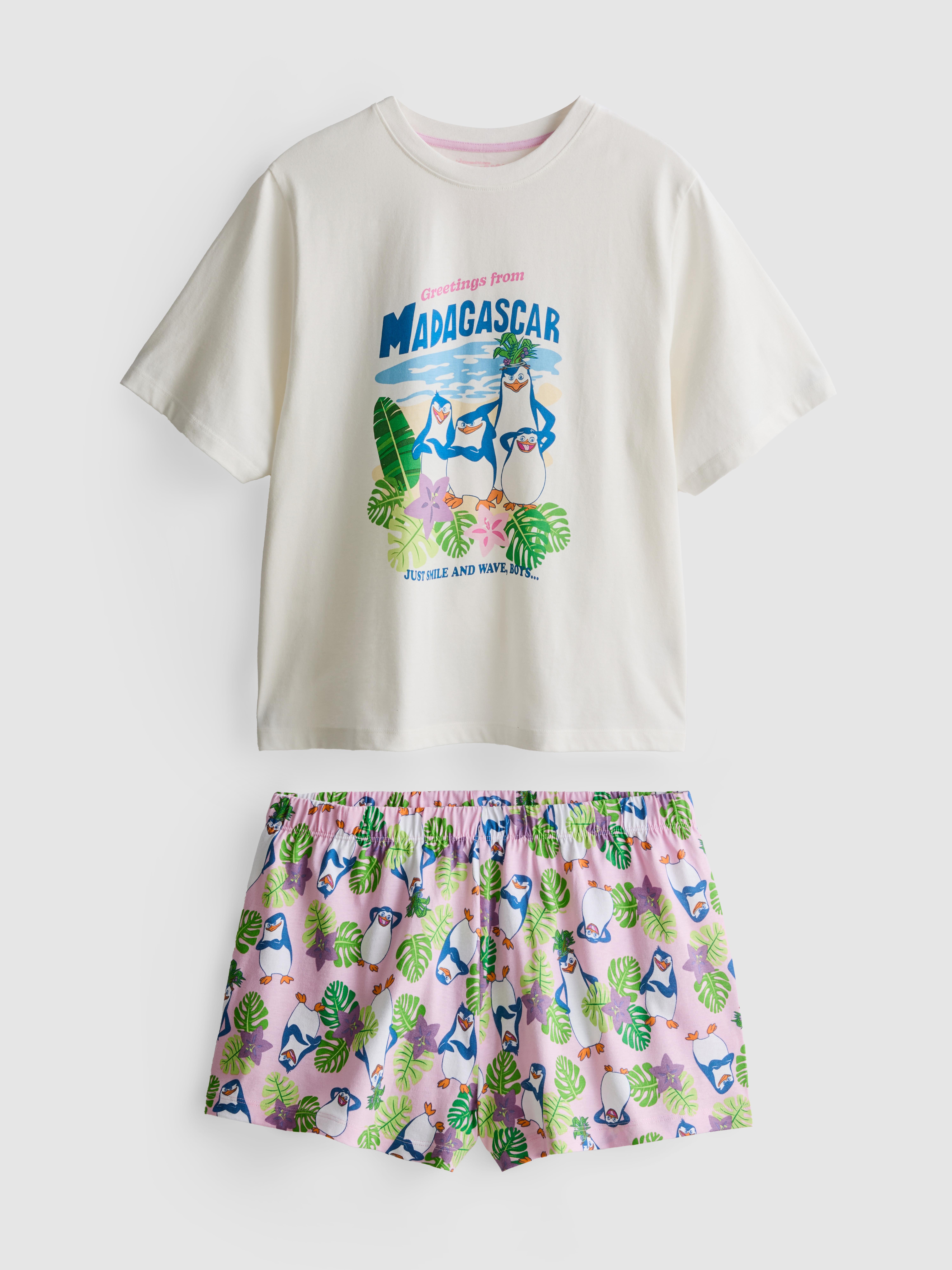 Madagascar Cotton Graphic Shorty Pajamas
