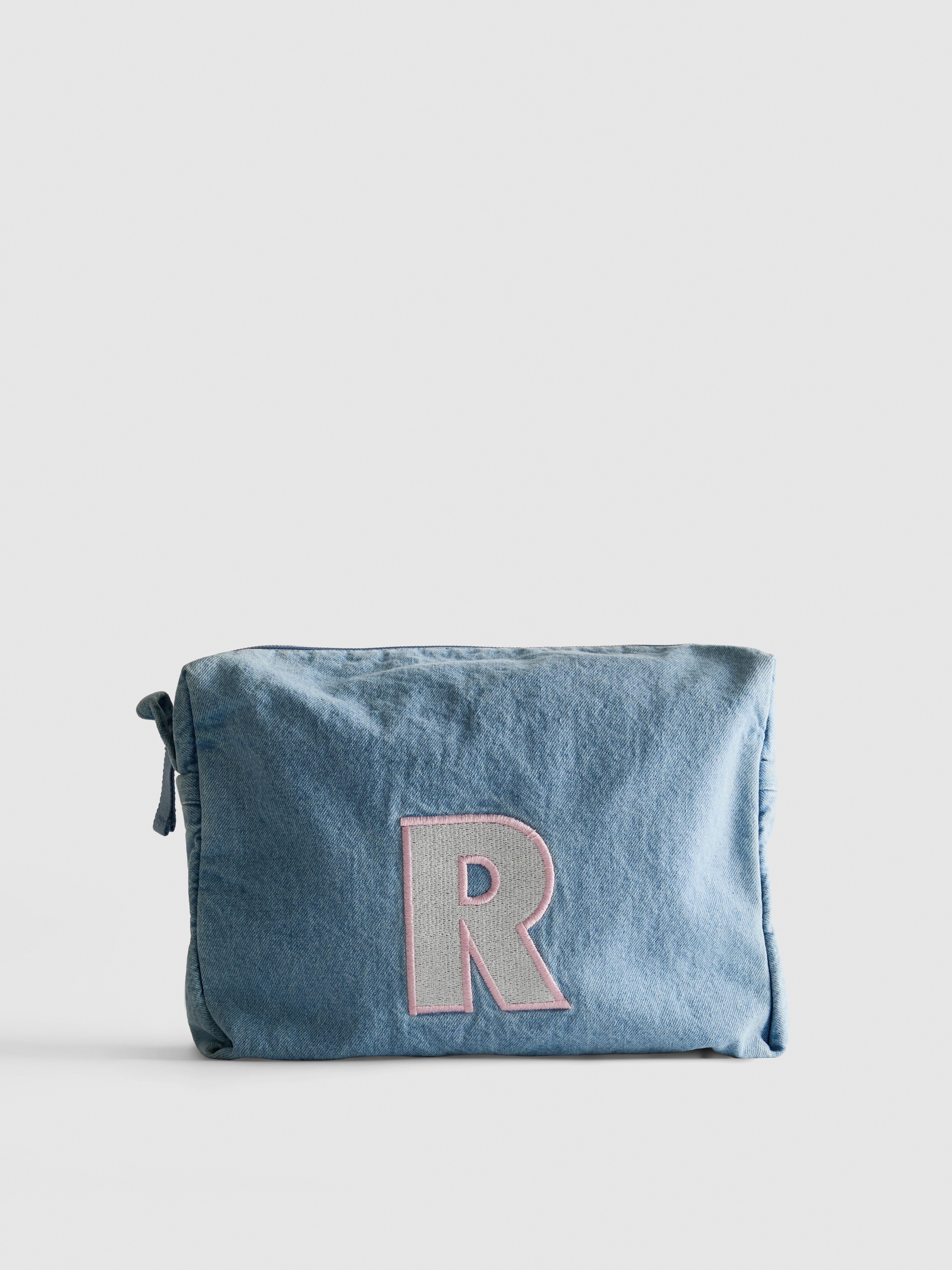 Initial Denim Make Up Bag