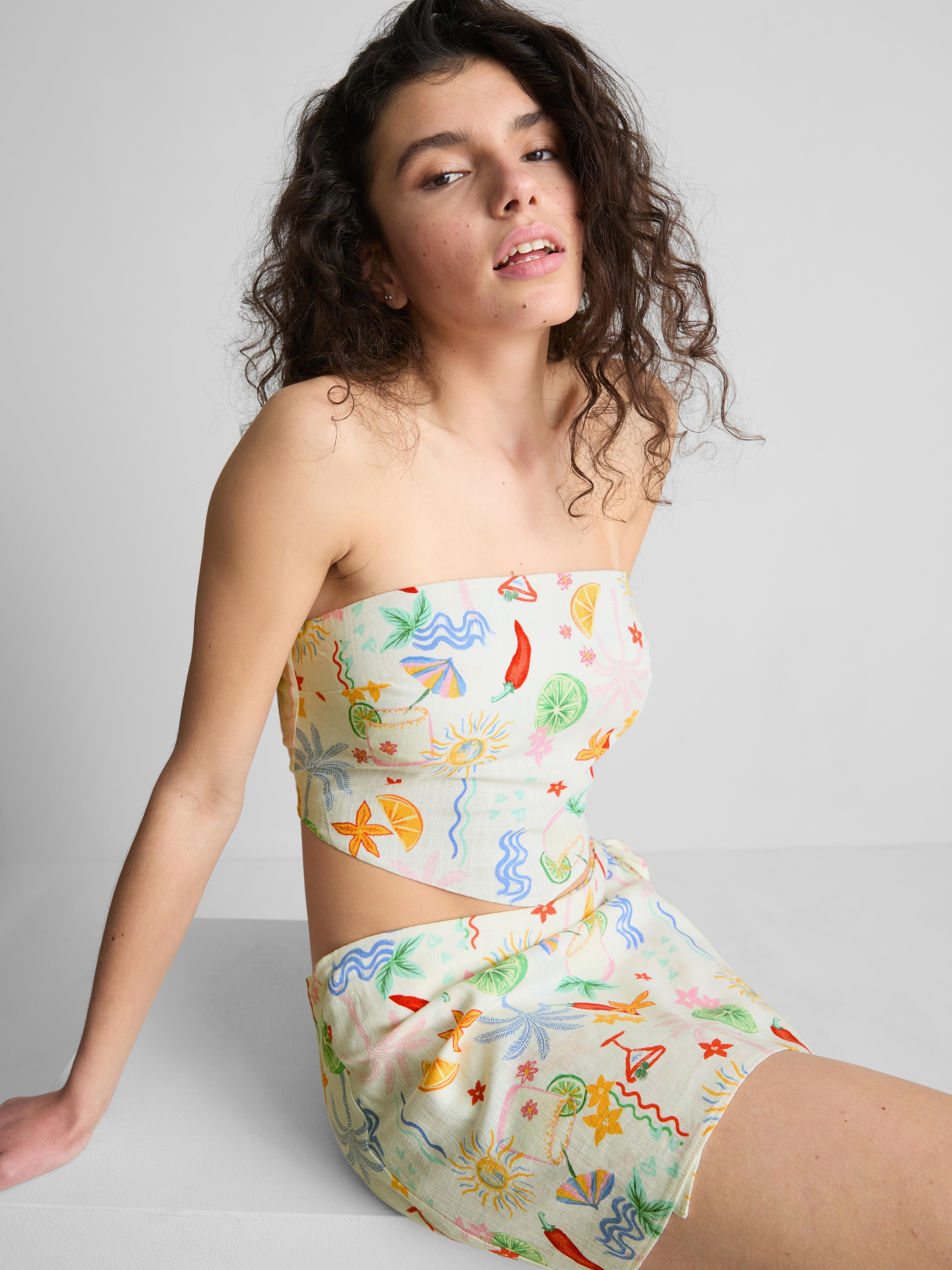 The Primark Scene | Top bandeau curvado estampado