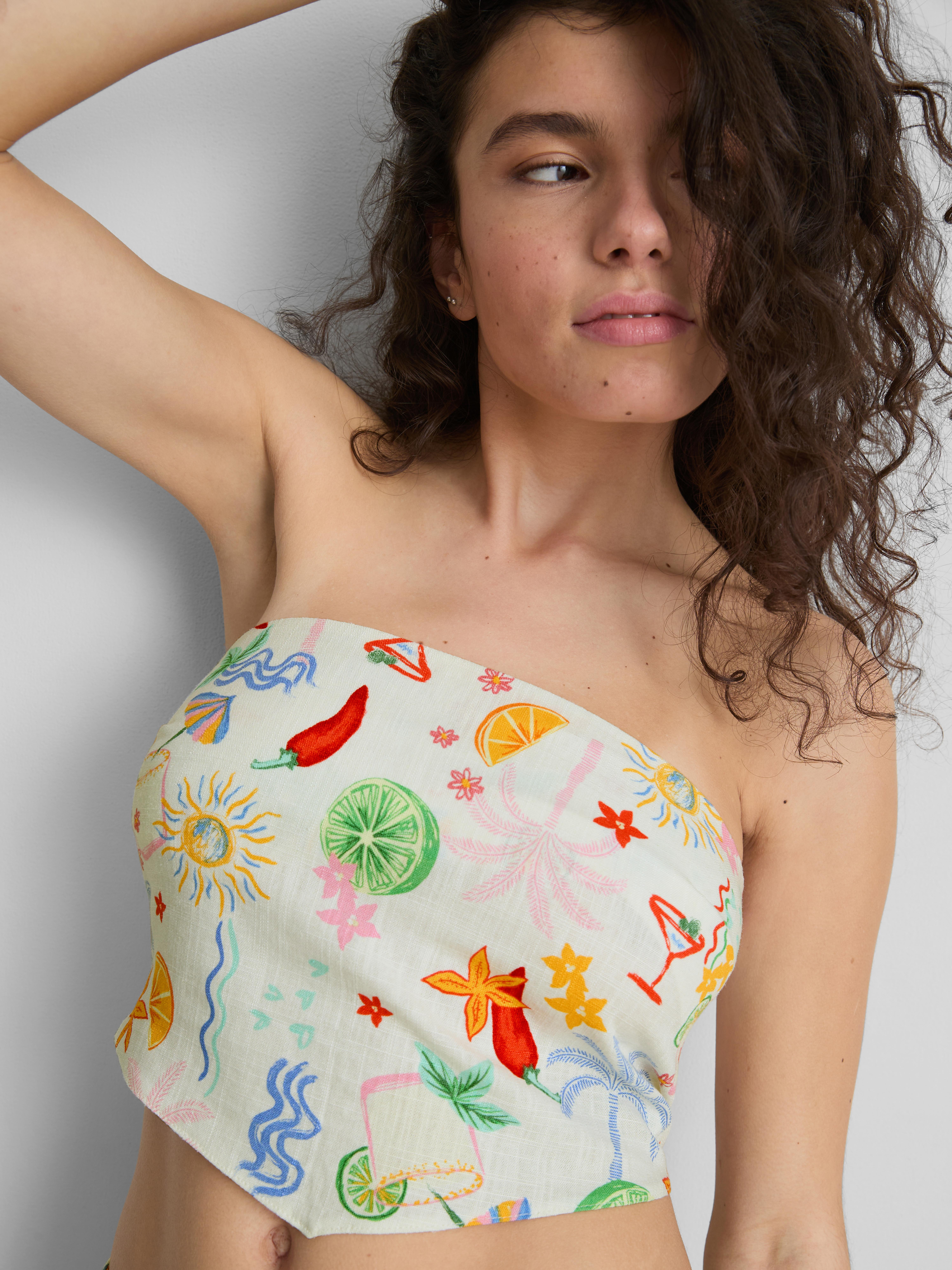 The Primark Scene | Top bandeau curvado estampado