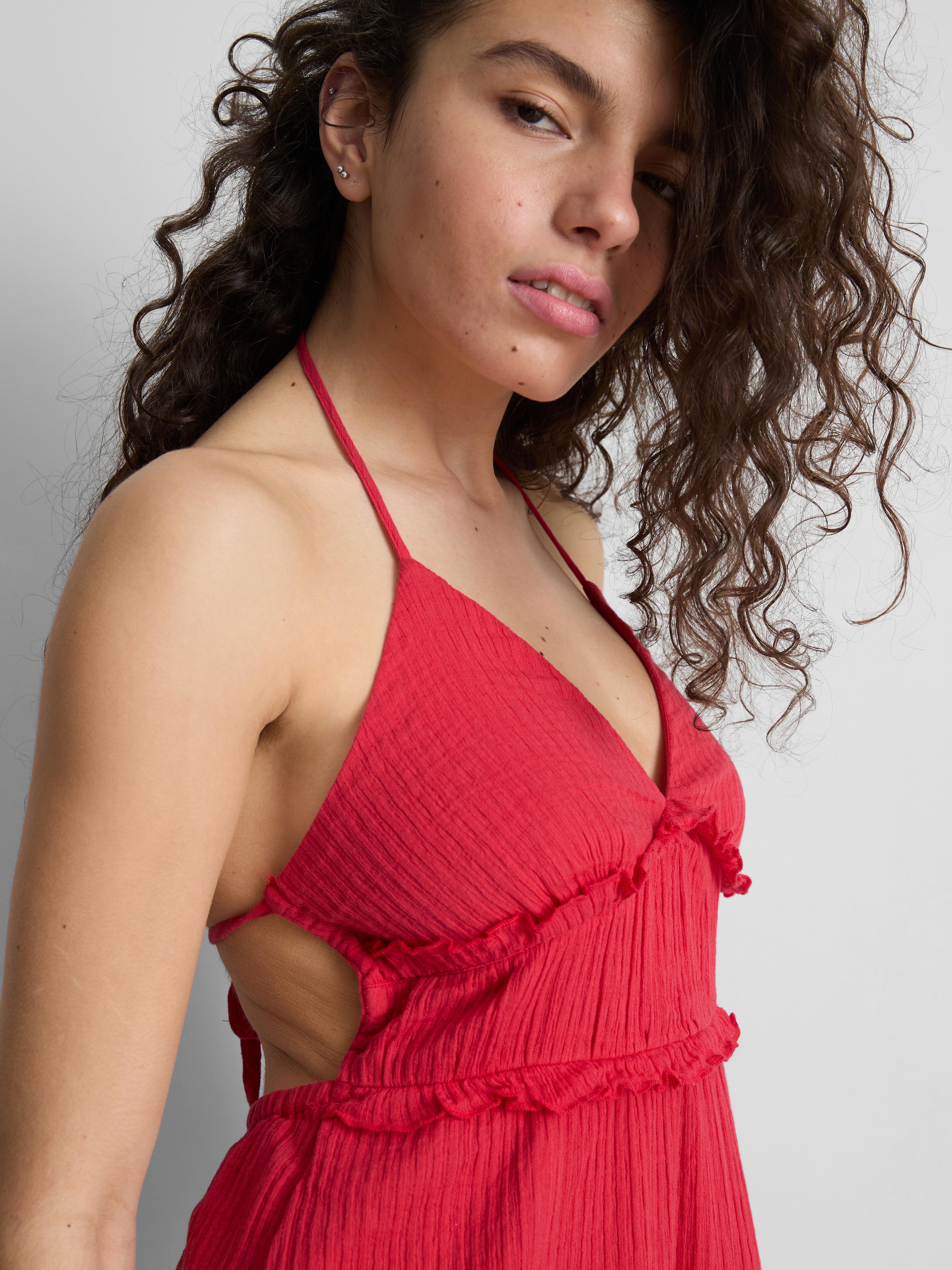 Women's Red The Primark Scene | Crinkle Ruffle Mini Dress | Primark