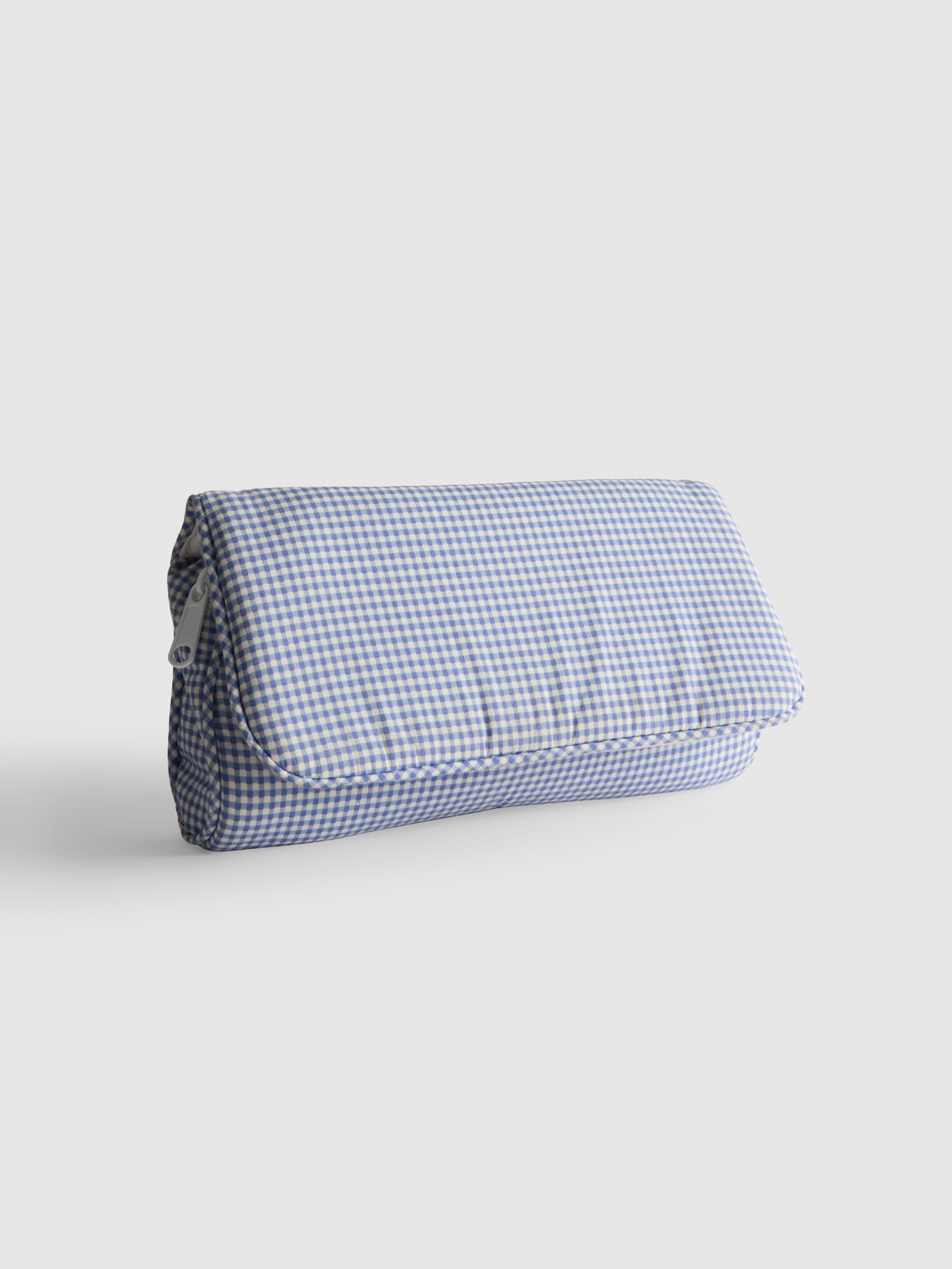 Gingham Check Canvas Makeup Bag